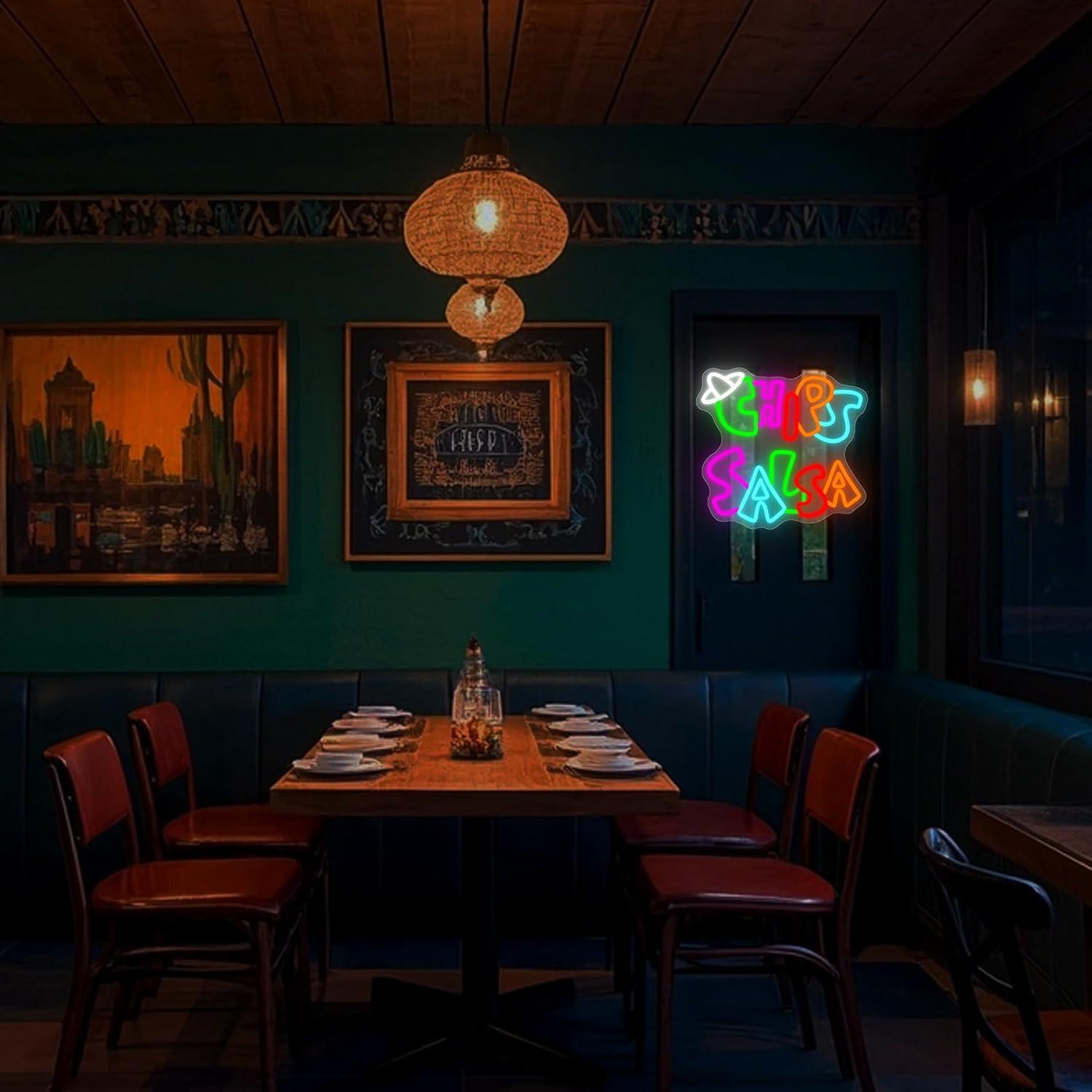 Cartel de Neón Chips y Salsa LED NINSNINT 43x34cm