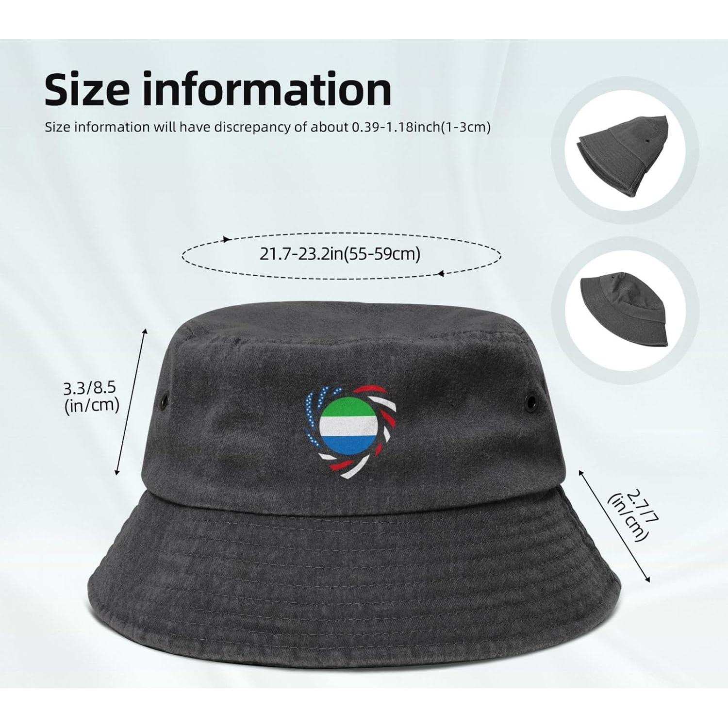 Sombrero de Cubo Unisex KCNSEZA Algodón Lavado Negro