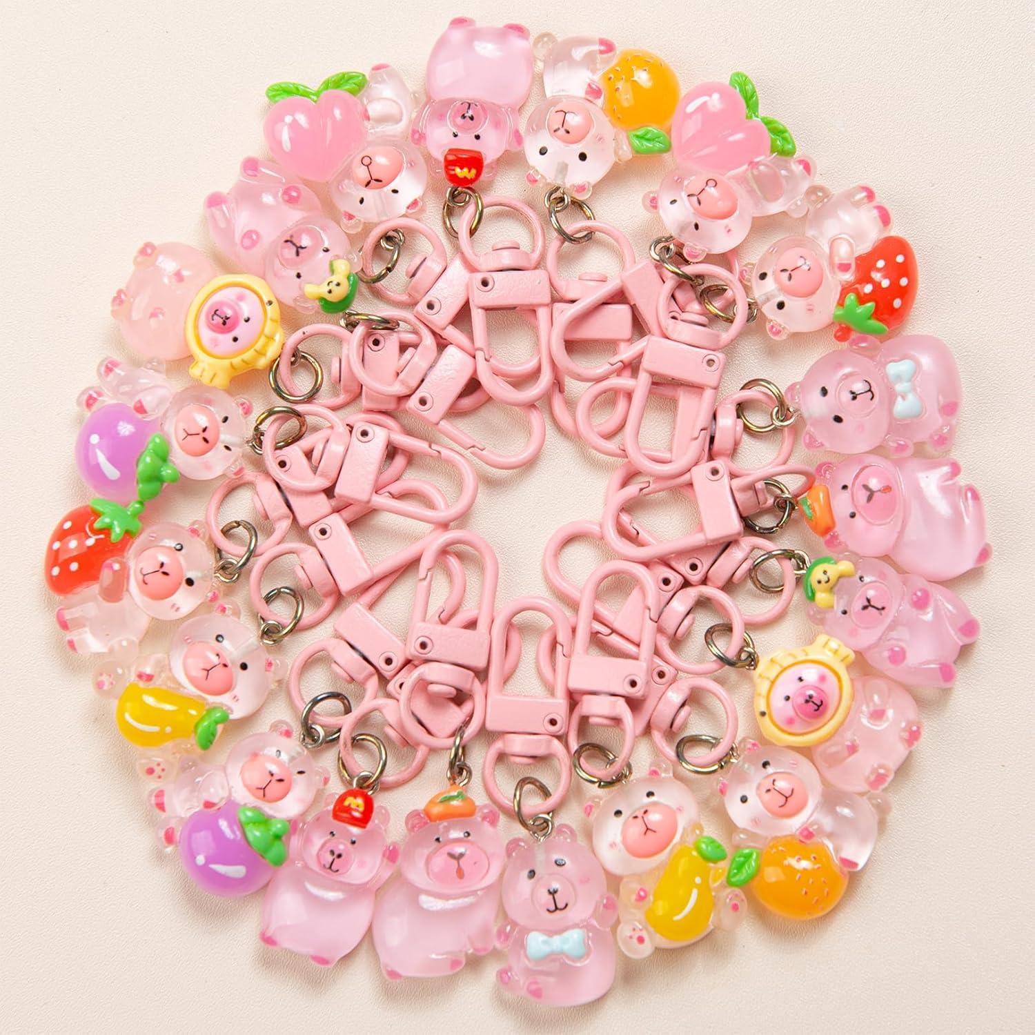 Juego de 20 llaveros de capibara rosa - Regalos de fiesta