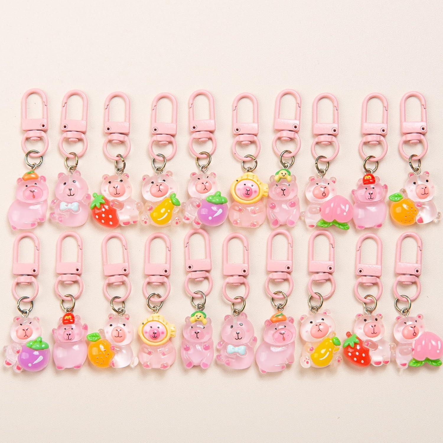 Juego de 20 llaveros de capibara rosa - Regalos de fiesta