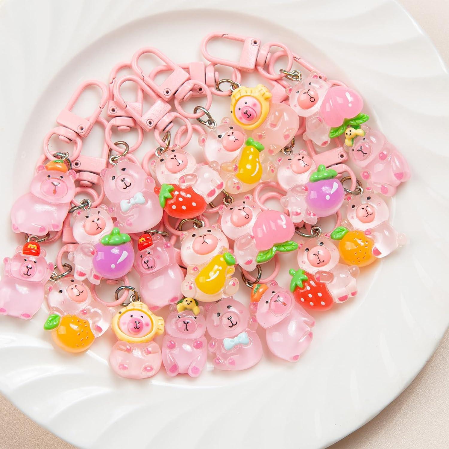 Juego de 20 llaveros de capibara rosa - Regalos de fiesta