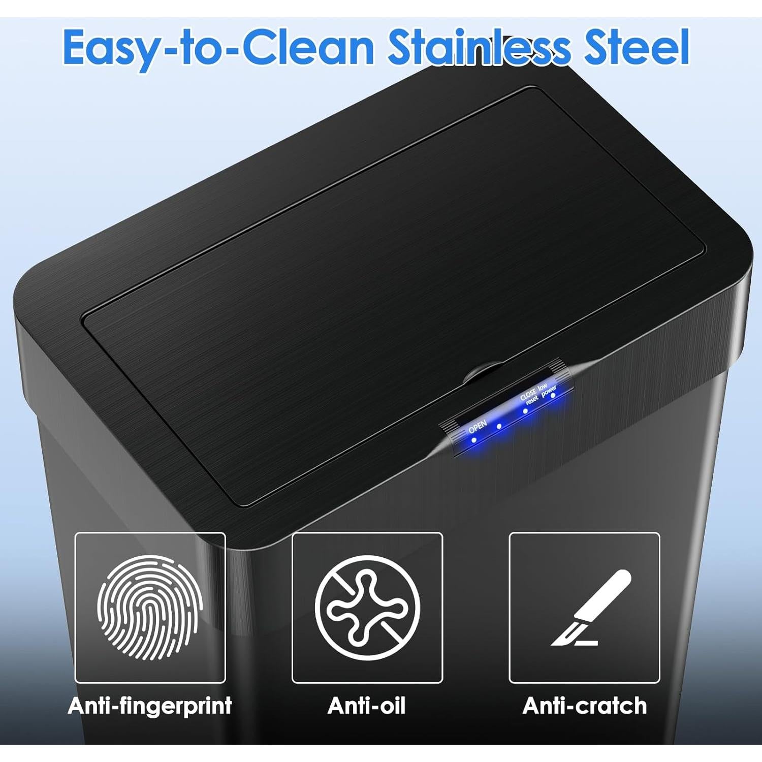 Basurero Inteligente Athlike 50L con Sensor Automático Negro