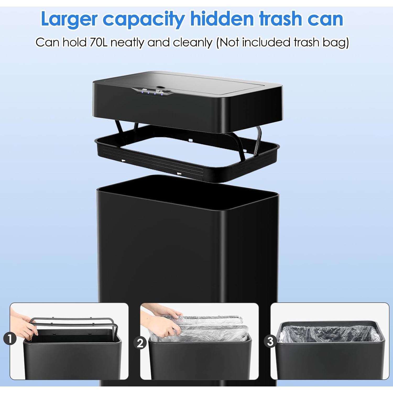 Basurero Inteligente Athlike 50L con Sensor Automático Negro