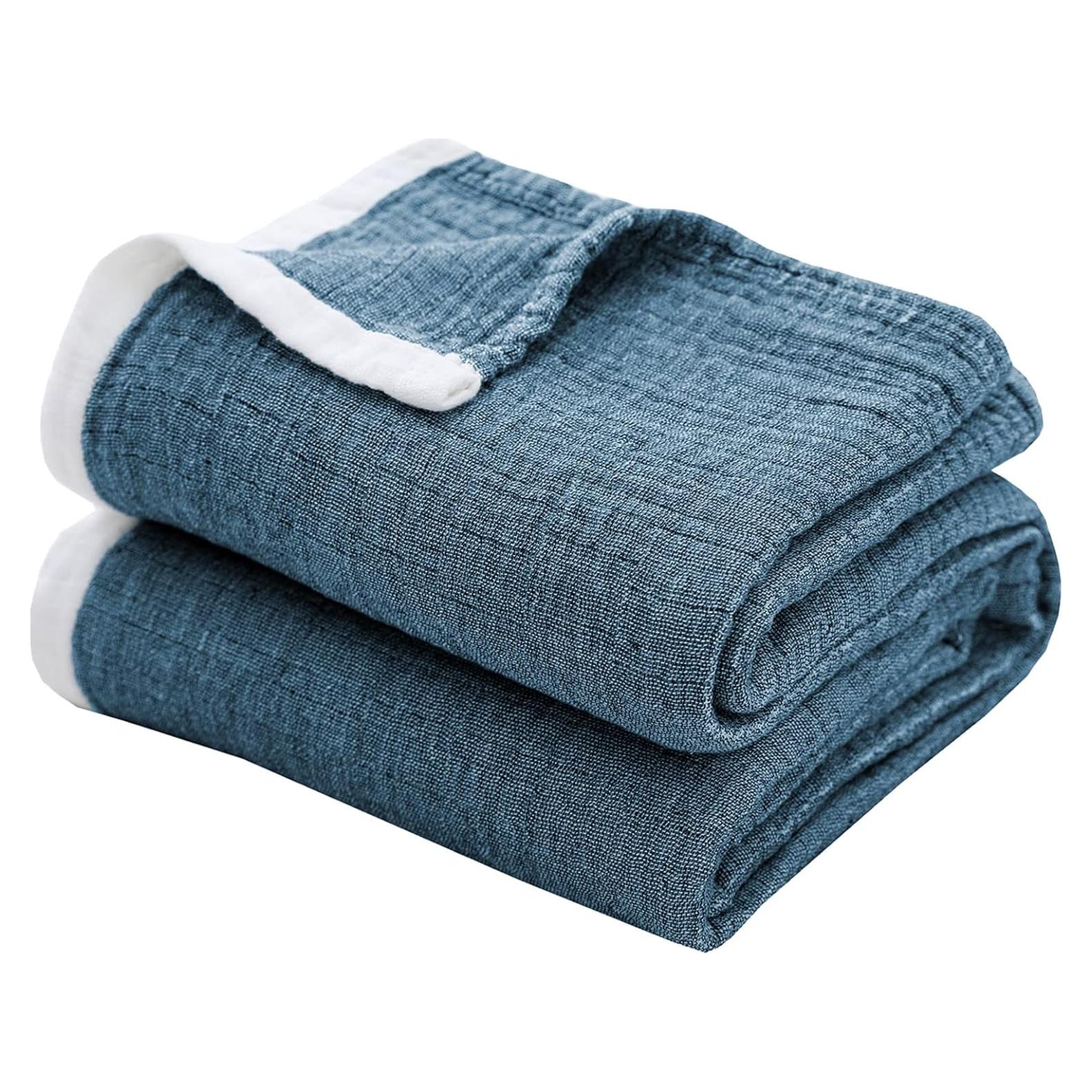 Manta de Muselina de Algodón SE SOFTEXLY 127x152 cm Azul Vintage