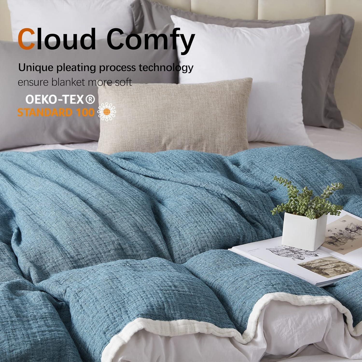 Manta de Muselina de Algodón SE SOFTEXLY 127x152 cm Azul Vintage