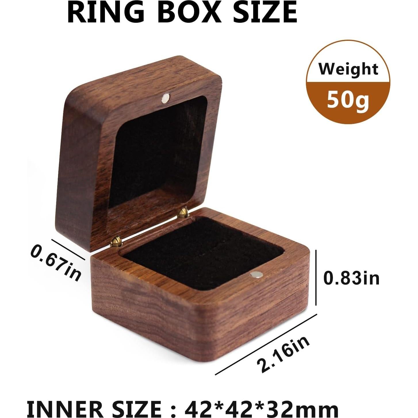 Caja de Anillo Cuadrada WisePoint de Madera y Esponja Roja