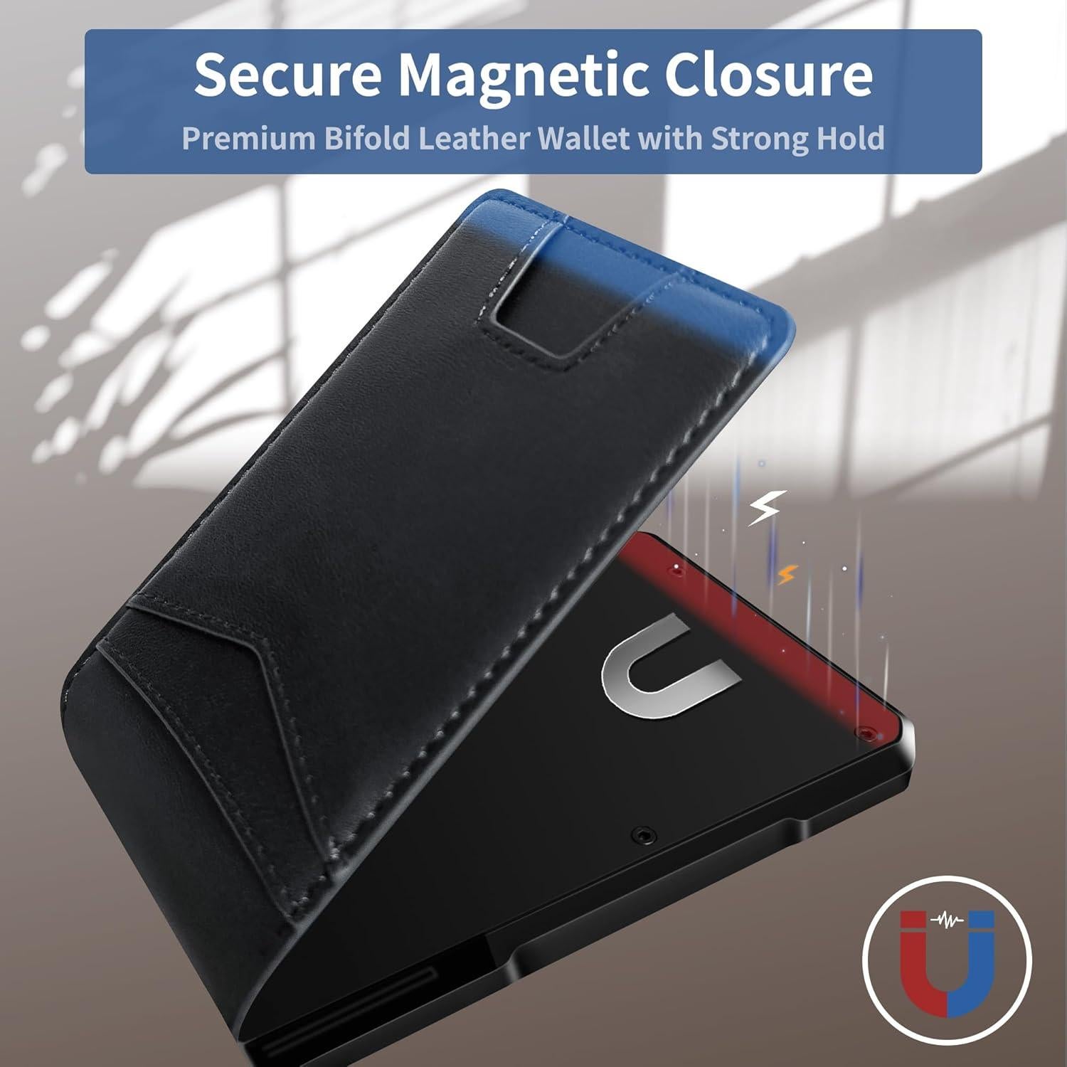 Billetera Slim Drimi con Bloqueo RFID para Hombres - Cuero y Aluminio Negro