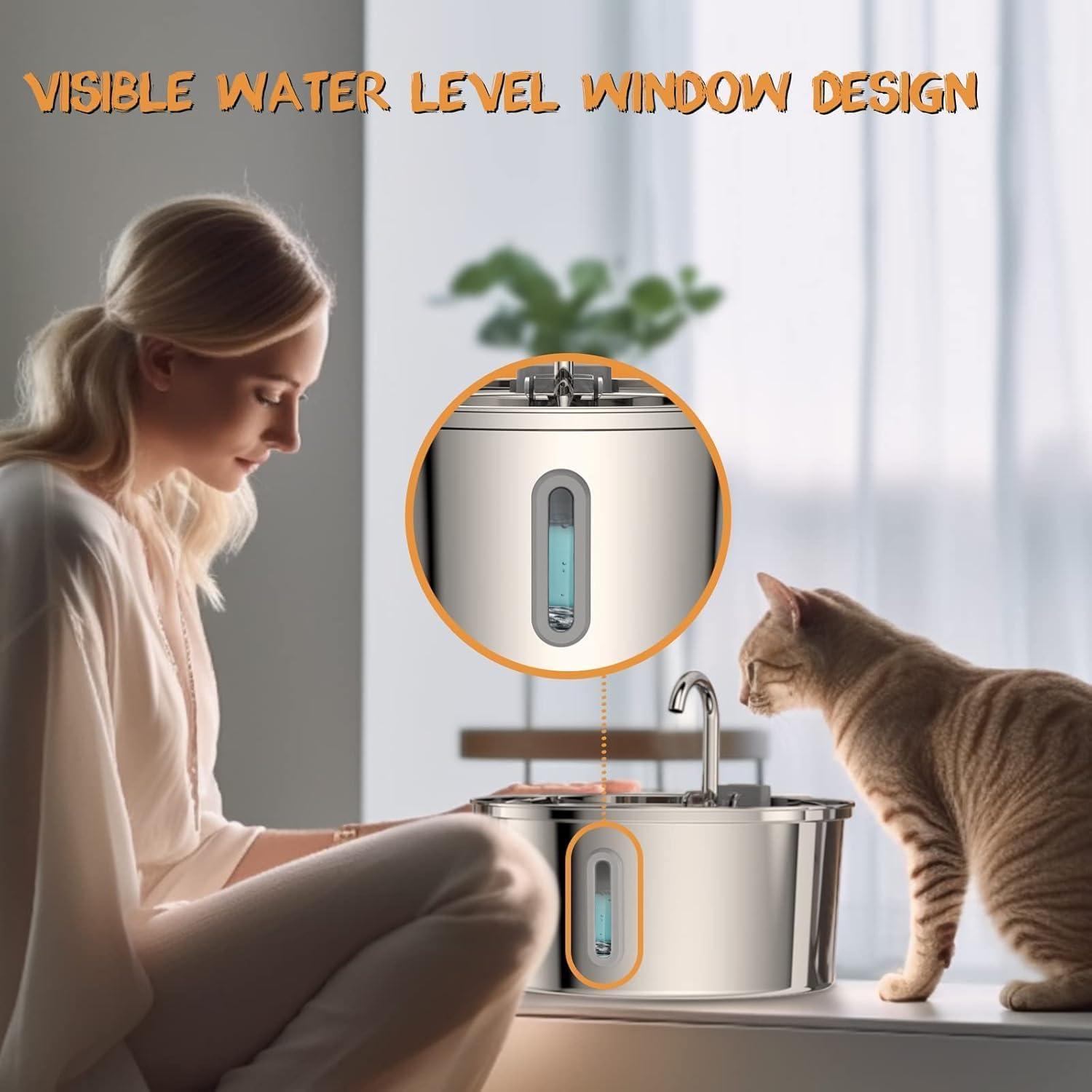 Fuente de Agua Automática para Gatos Tomxcute 3.2L Acero Inoxidable