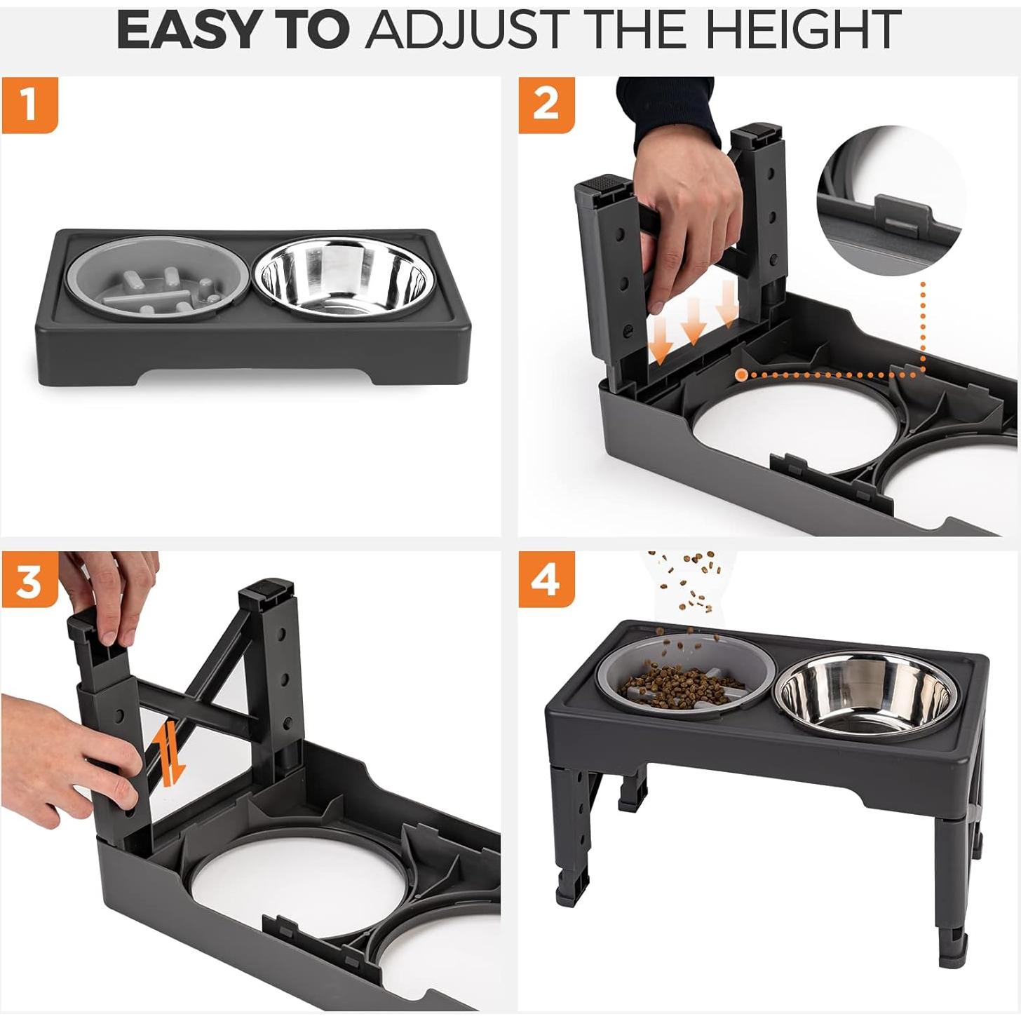 Cuencos Elevados para Perros Ciconira 4 Alturas Ajustables