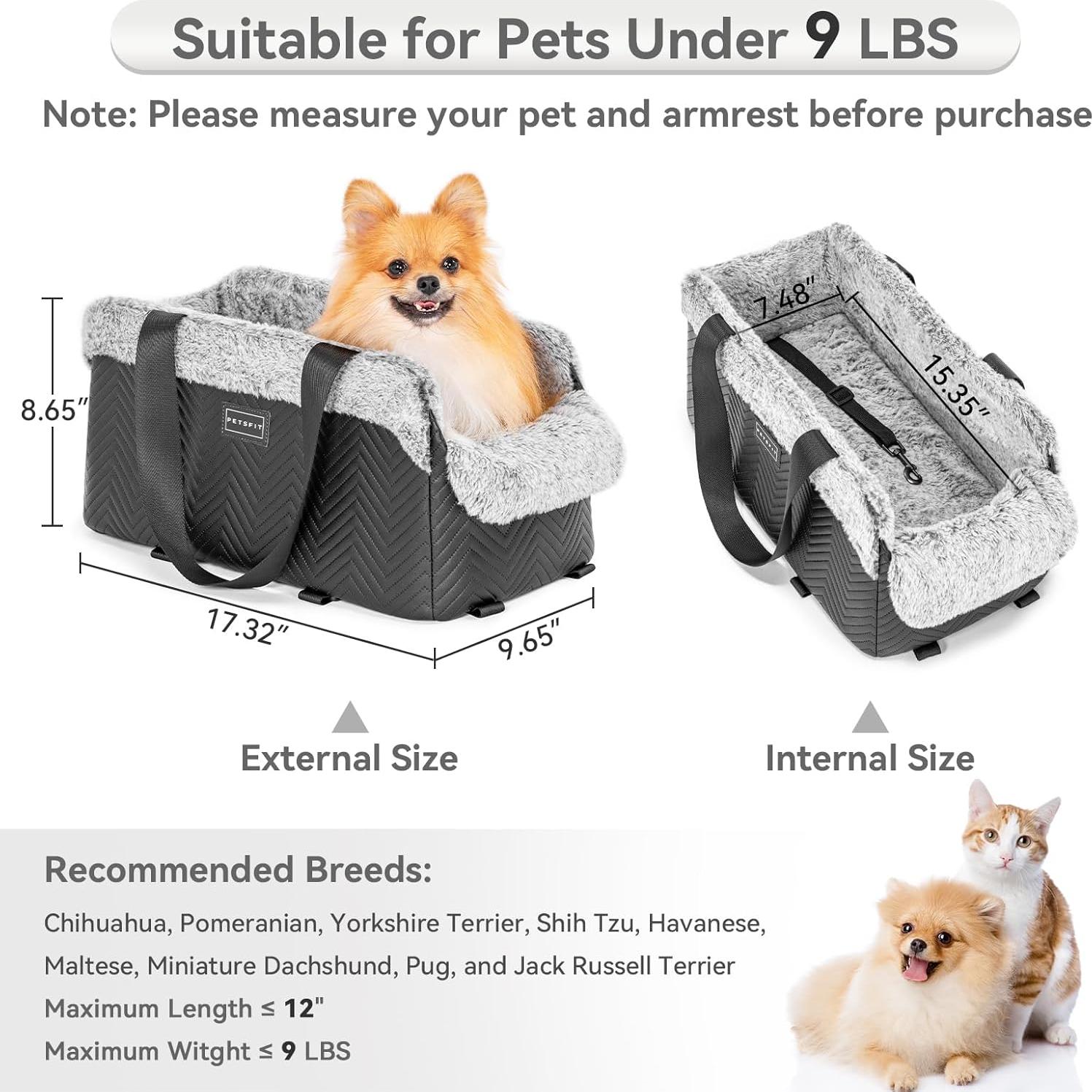 Asiento de Coche para Perros PETSFIT Pequeño Negro 4 kg