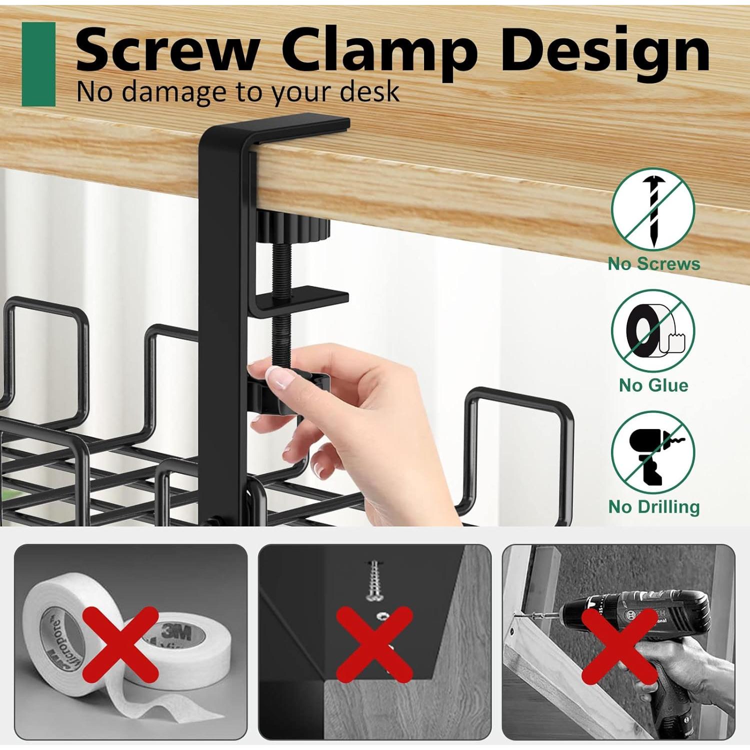 Bandeja de Gestión de Cables Bajo Escritorio REFLYING 40x16cm