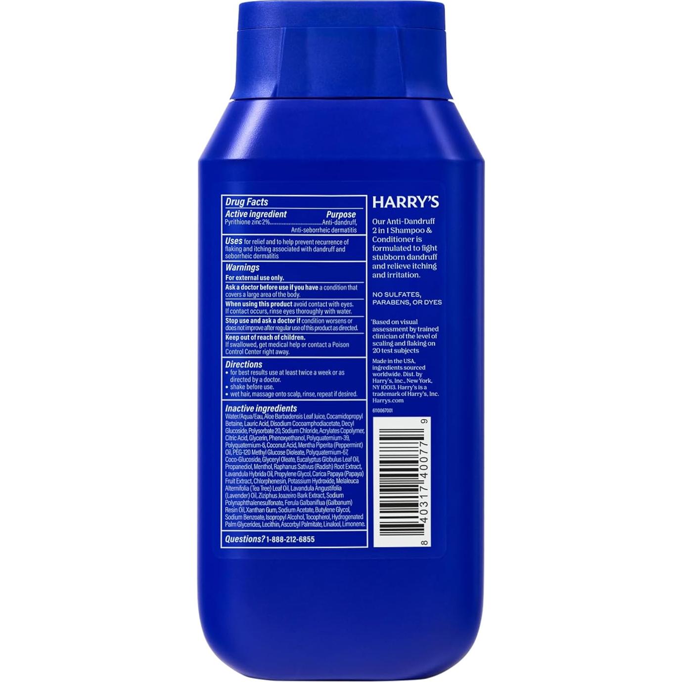 Champú y Acondicionador 2 en 1 Harry's 414 ml - Anti Caspa