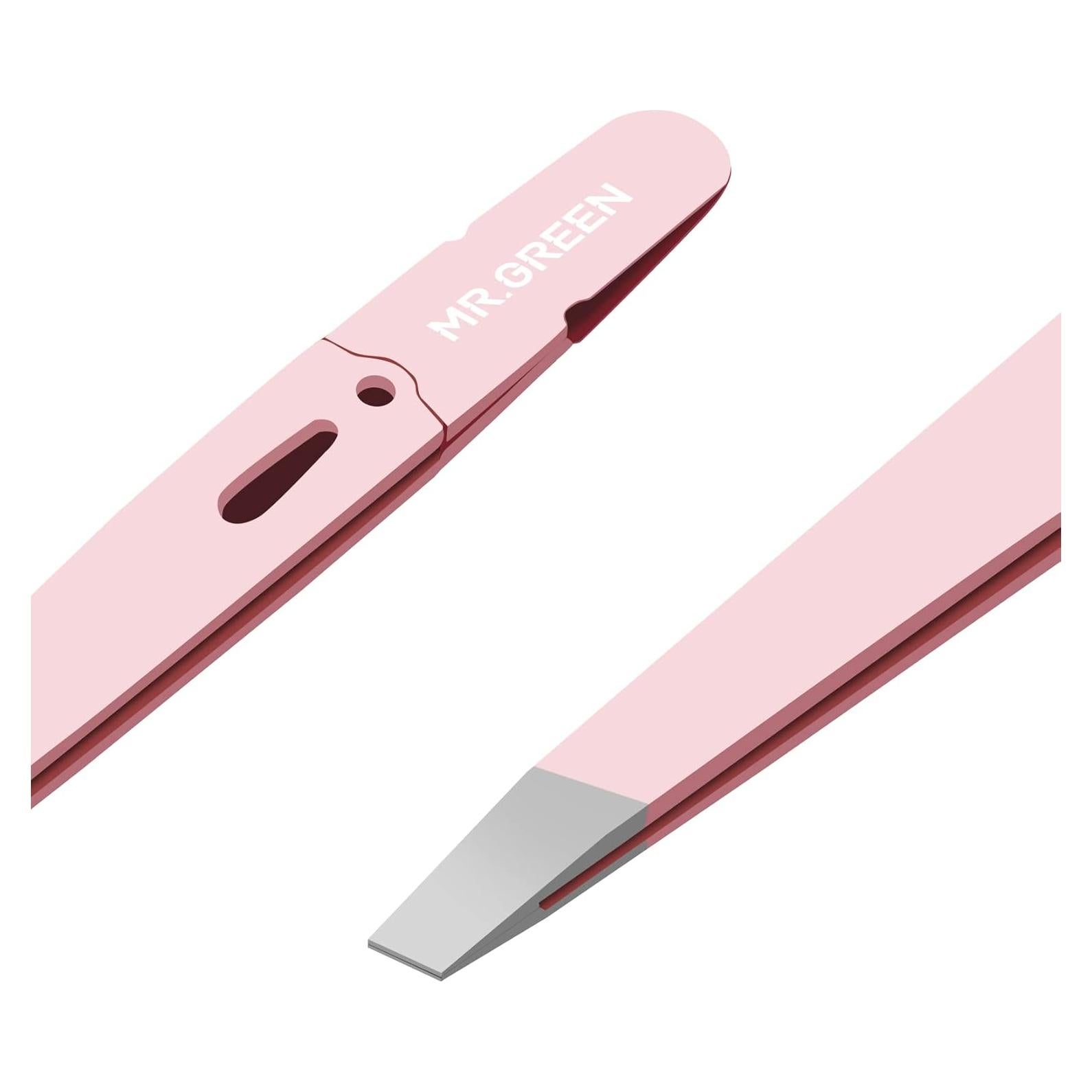 Pinzas de Cejas MR.GREEN Rosa Acero Inoxidable Ergonómicas