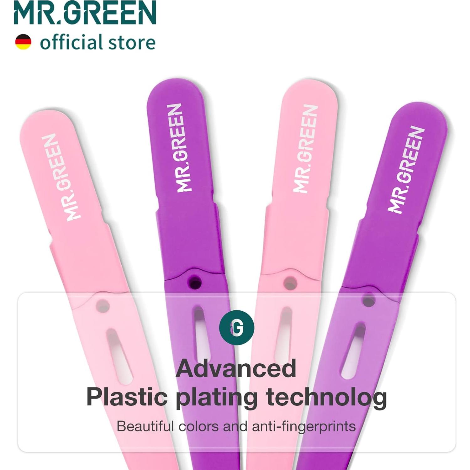 Pinzas de Cejas MR.GREEN Rosa Acero Inoxidable Ergonómicas