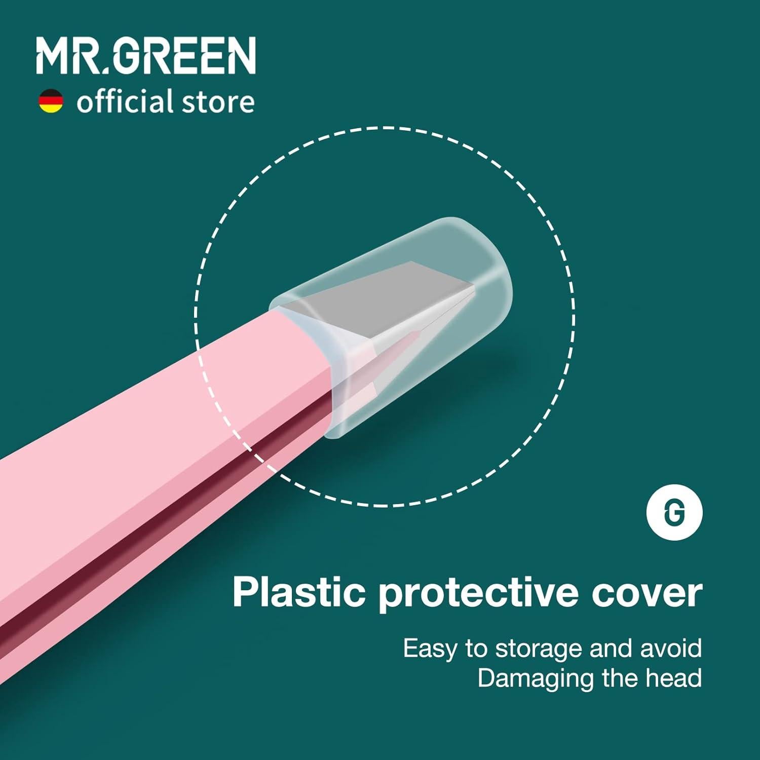 Pinzas de Cejas MR.GREEN Rosa Acero Inoxidable Ergonómicas