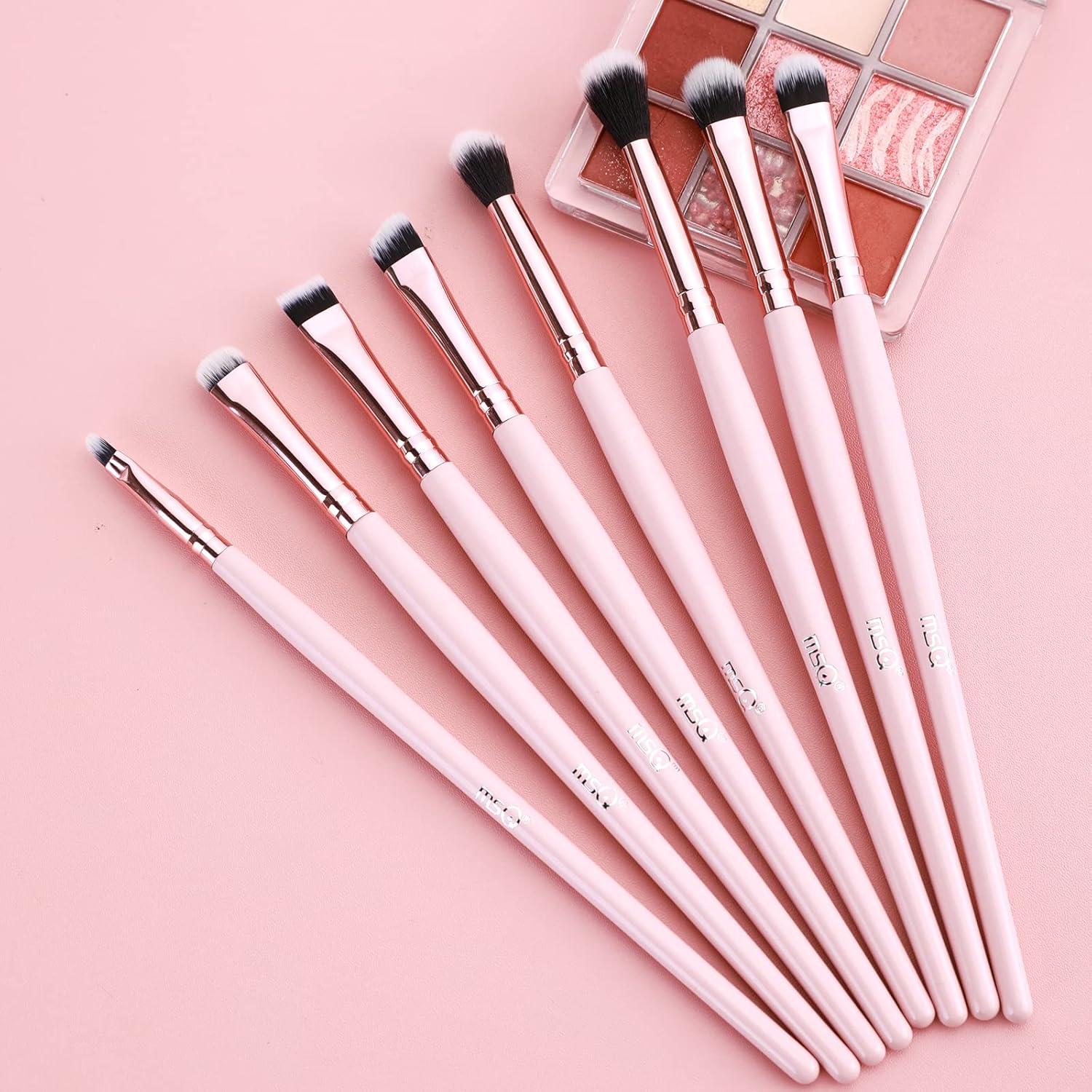 Juego de Brochas de Maquillaje para Ojos MSQ 8 Piezas Rosa