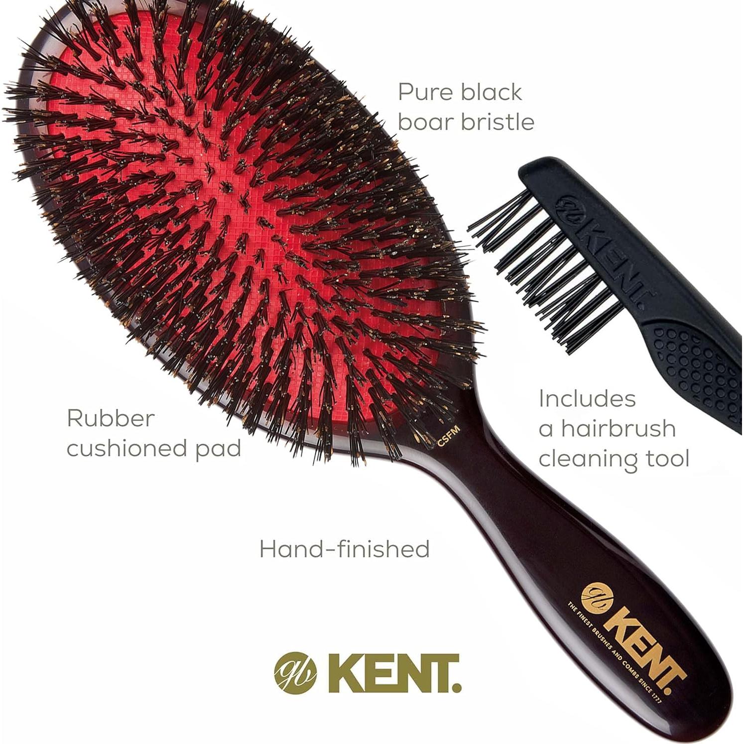 Cepillo Ovalado Grande Kent CSFM Classic Shine - Cerdas de Jabalí Natural