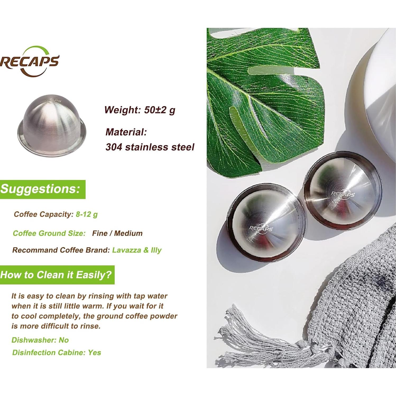 Filtro Reutilizable de Acero Inoxidable RECAPS 230ml para Vertuoline