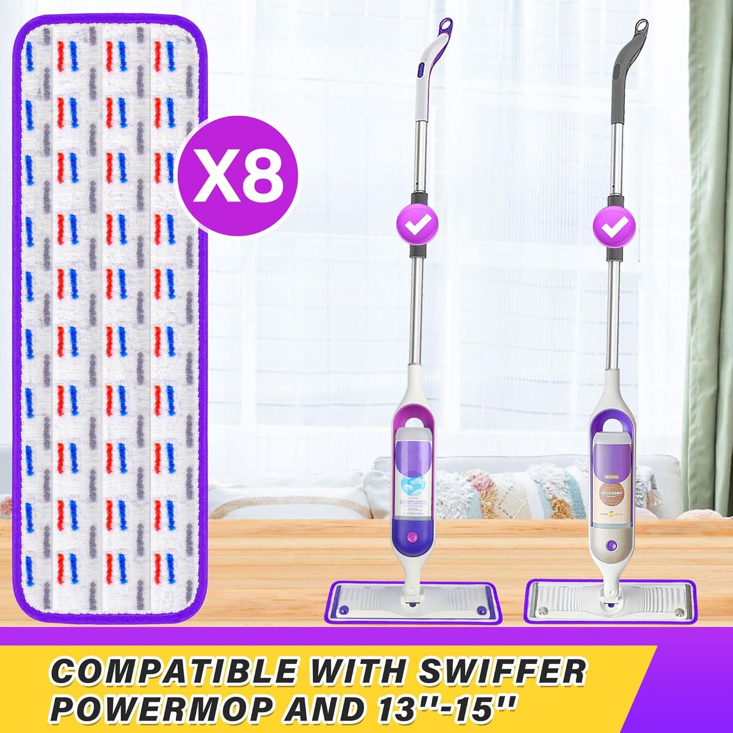 Paquete de 8 almohadillas de mopa reutilizables FORSPEEDER 15"