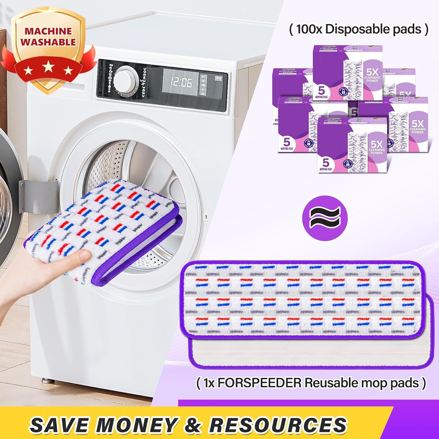 Paquete de 8 almohadillas de mopa reutilizables FORSPEEDER 15"