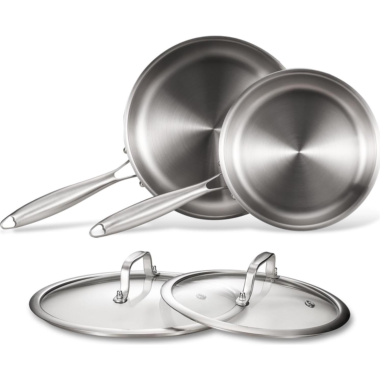 Juego de Sartenes de Acero Inoxidable MOUTIUS 20.32cm y 25.4cm