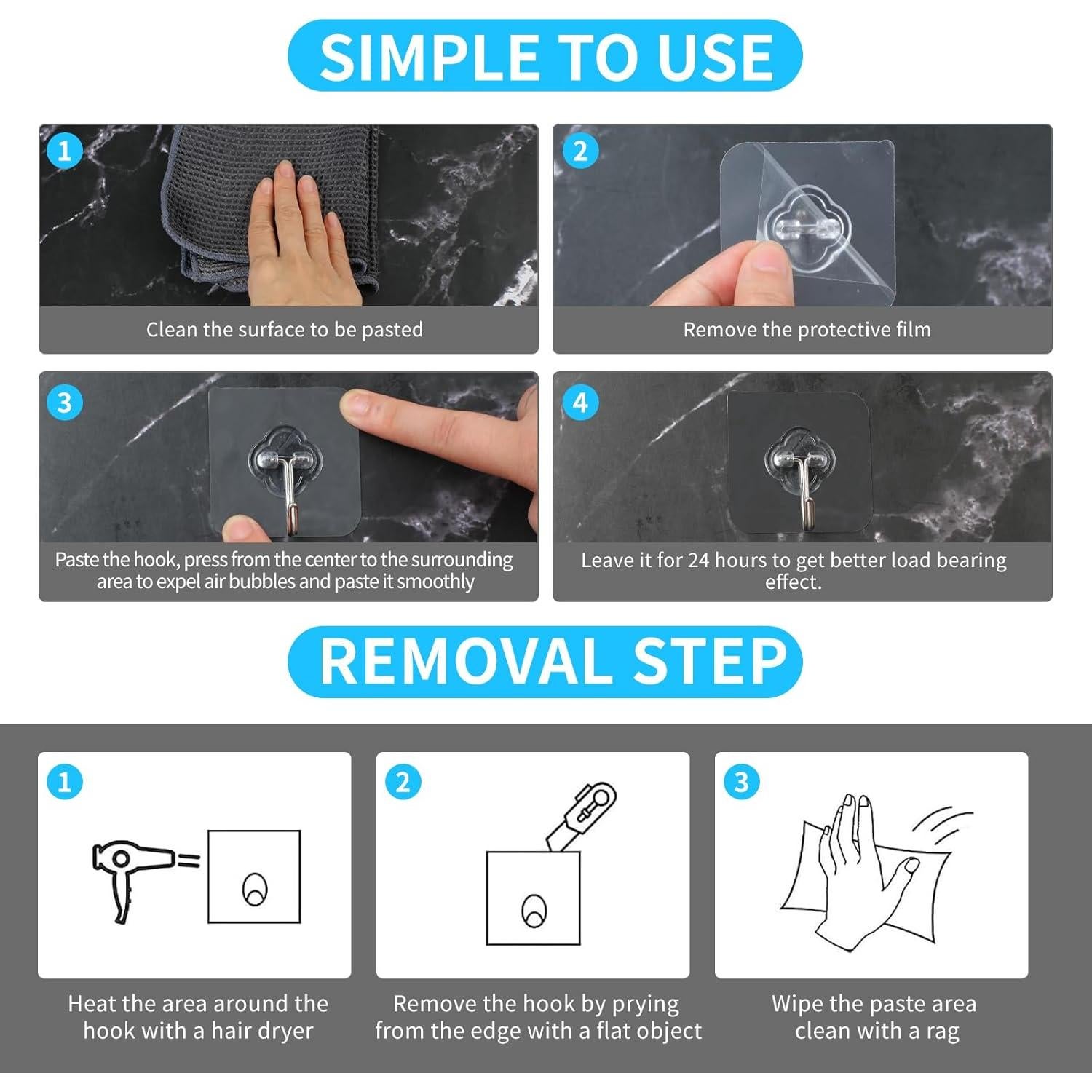 Ganchos Adhesivos Reutilizables Vivinin 30 Piezas 15kg