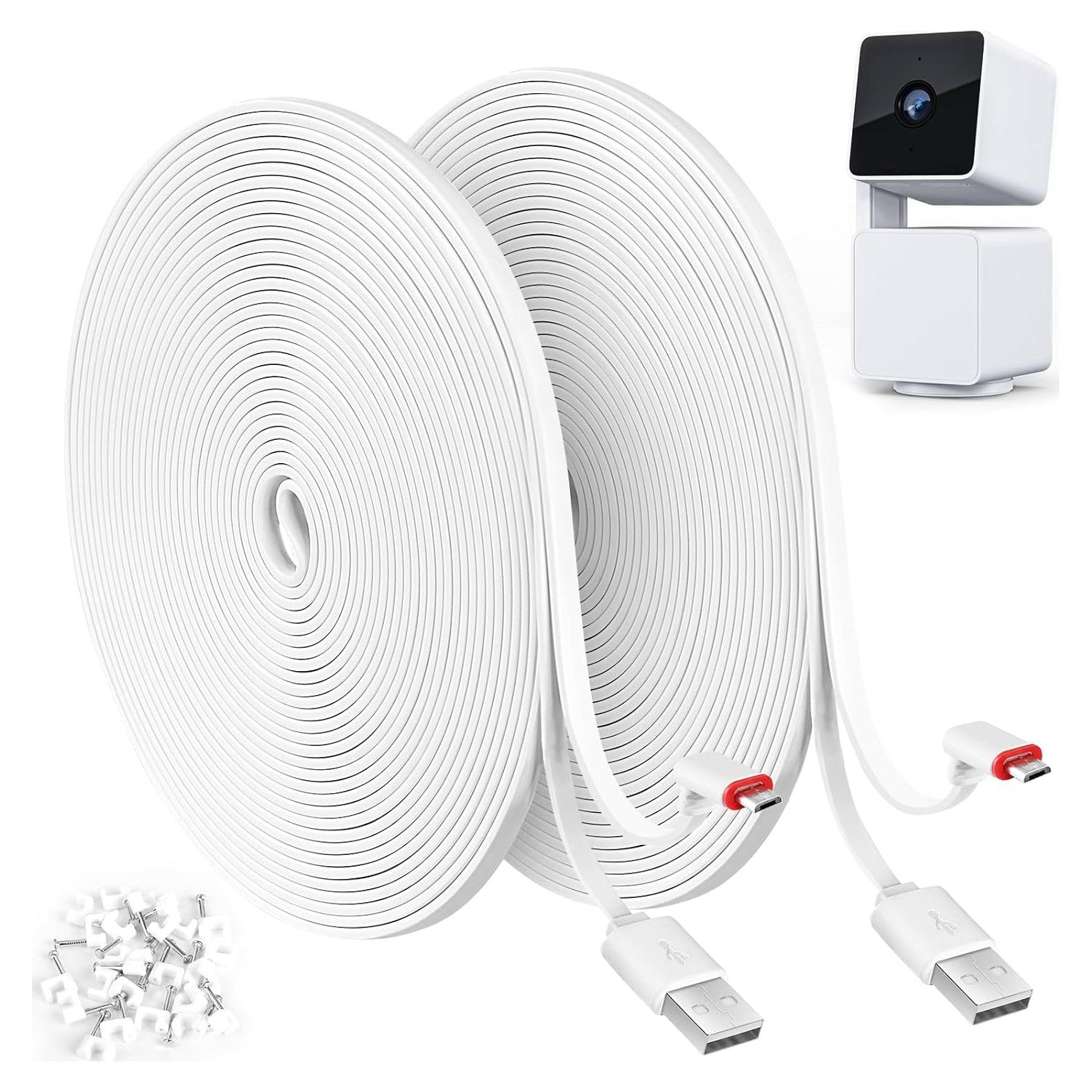 Paquete de 2 Cables de Extensión de Poder 7.6m para WYZE Cam Pan v3