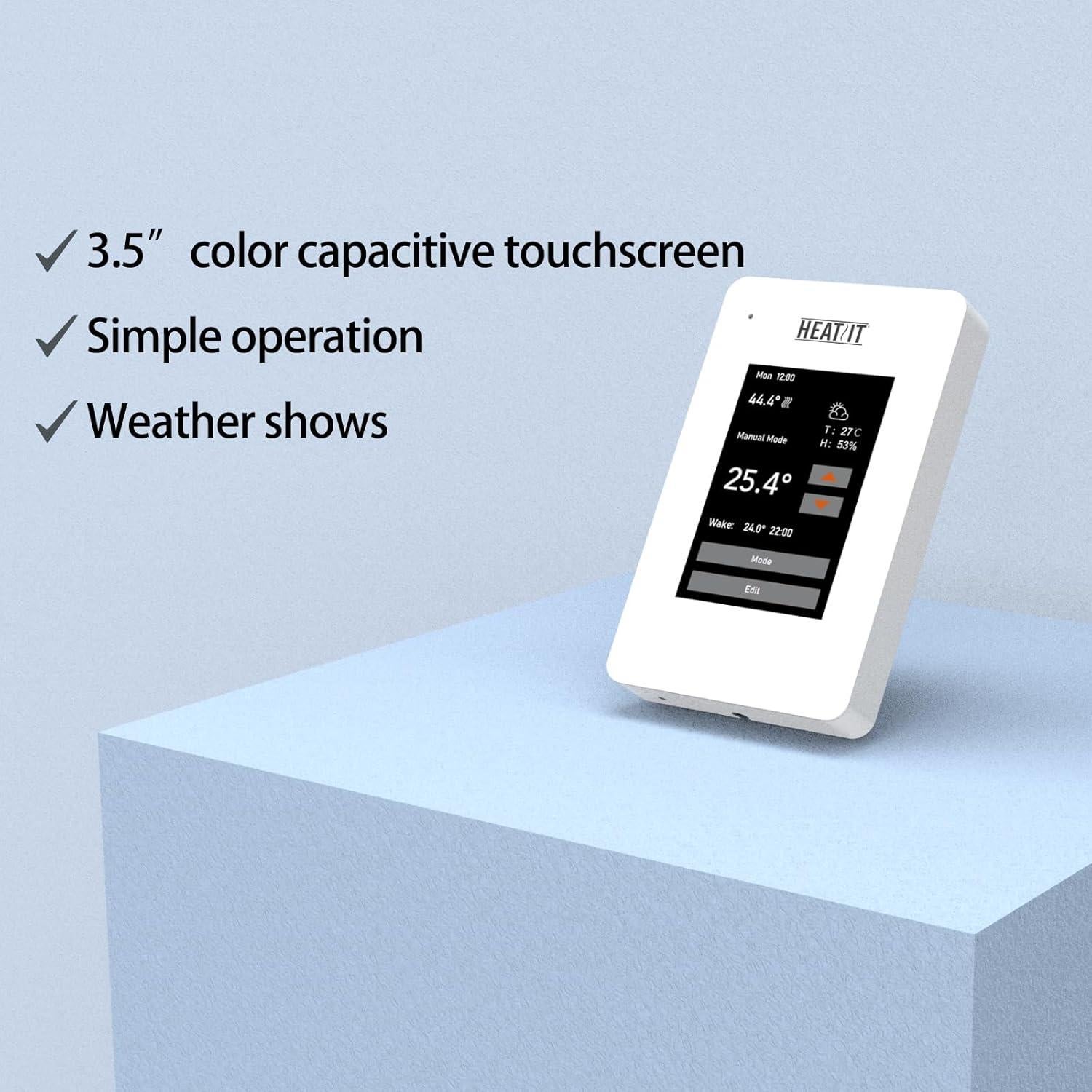 Termostato Programable Táctil HEATIT ET-7A 240V con Control de Voz