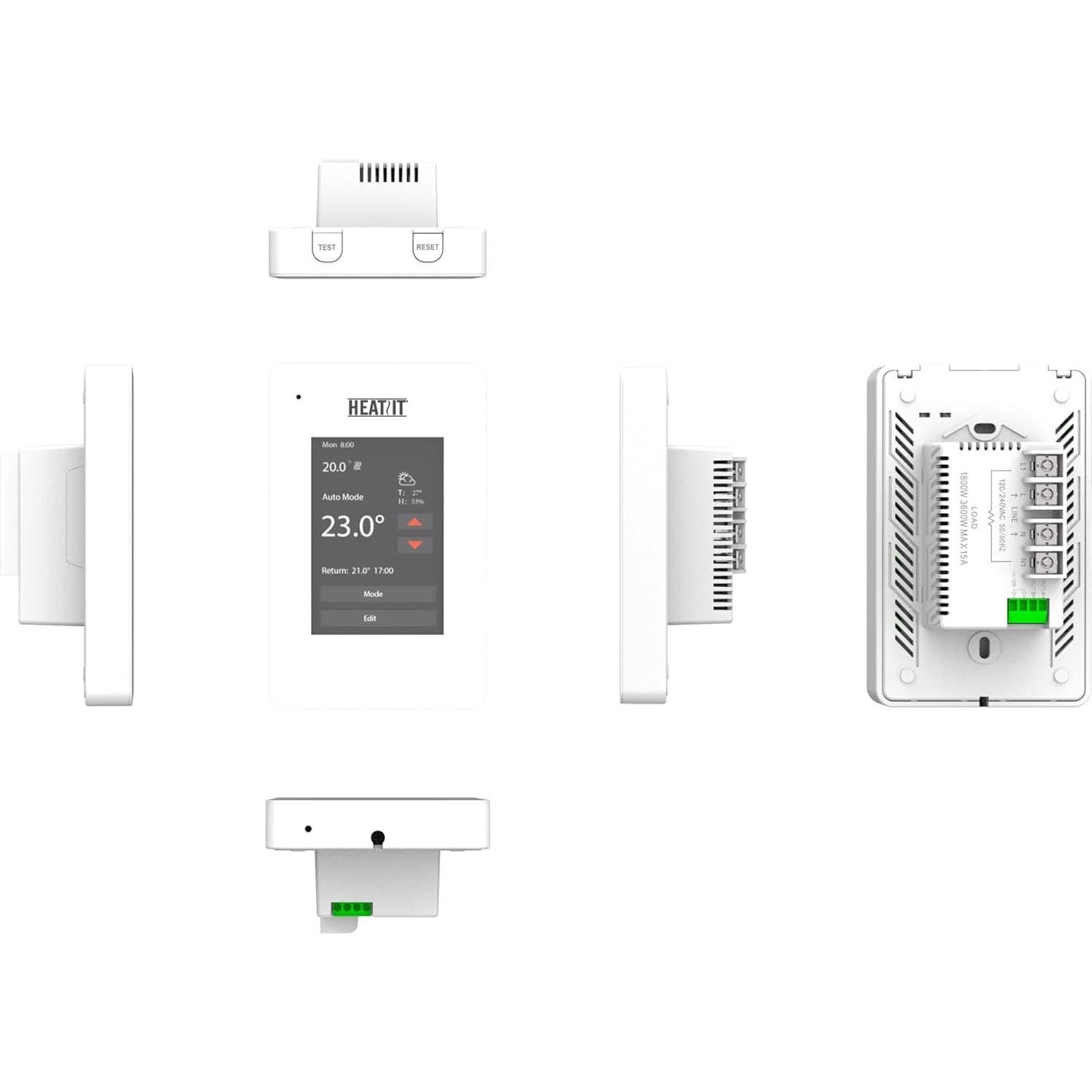 Termostato Programable Táctil HEATIT ET-7A 240V con Control de Voz