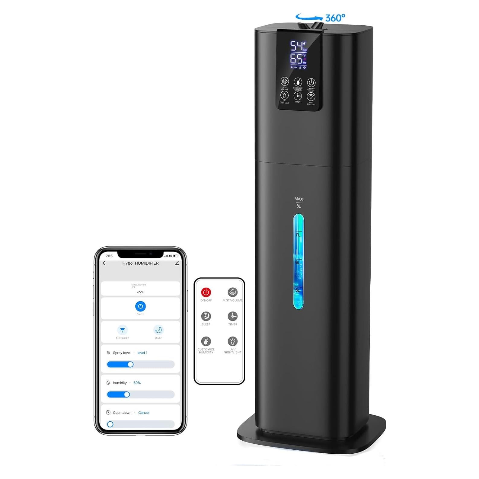 Humidificador Inteligente Hiswelle H786 8L Control Remoto