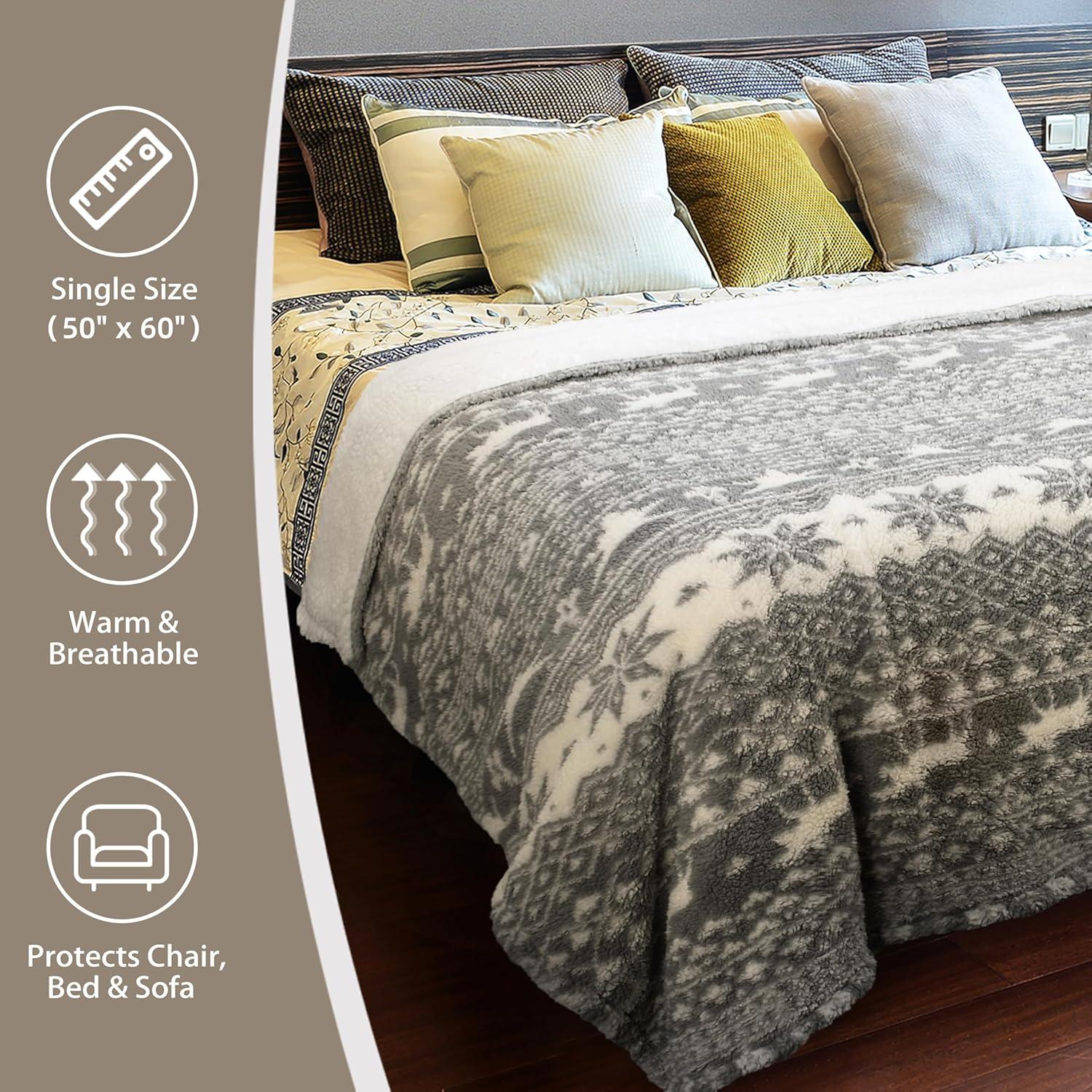 Manta de Sherpa Reversible Catalonia Gris 127x152 cm Navidad