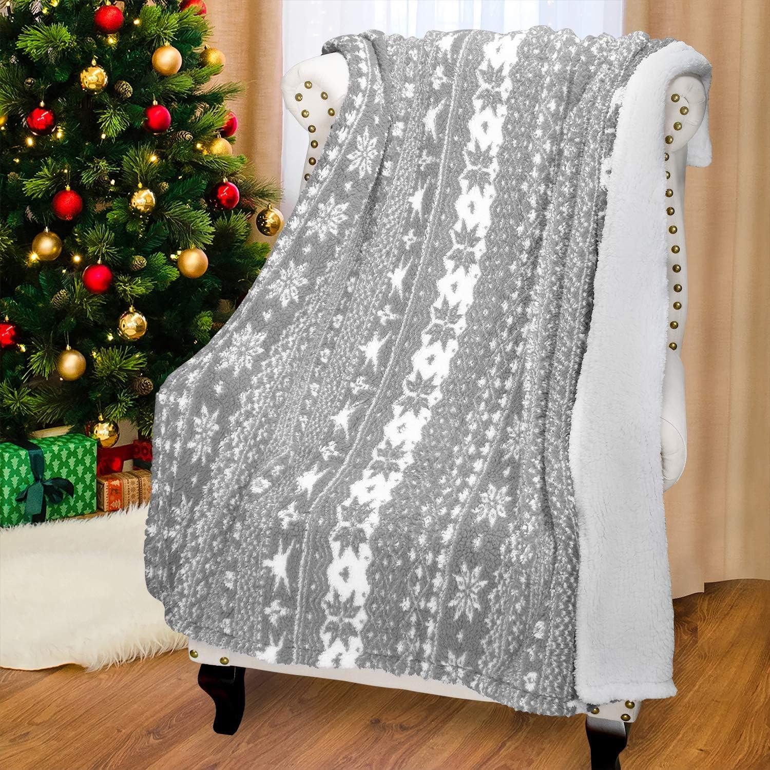 Manta de Sherpa Reversible Catalonia Gris 127x152 cm Navidad