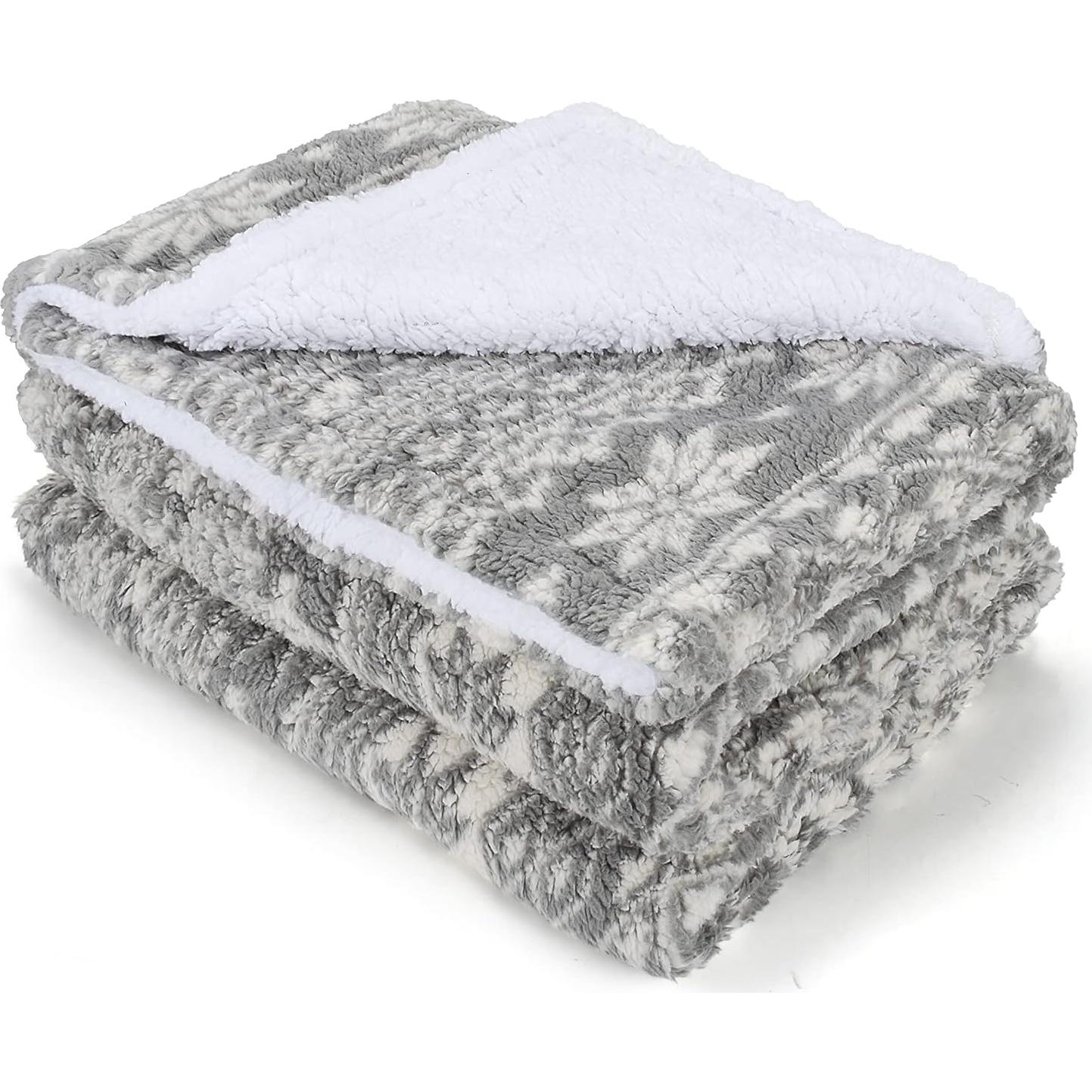 Manta de Sherpa Reversible Catalonia Gris 127x152 cm Navidad