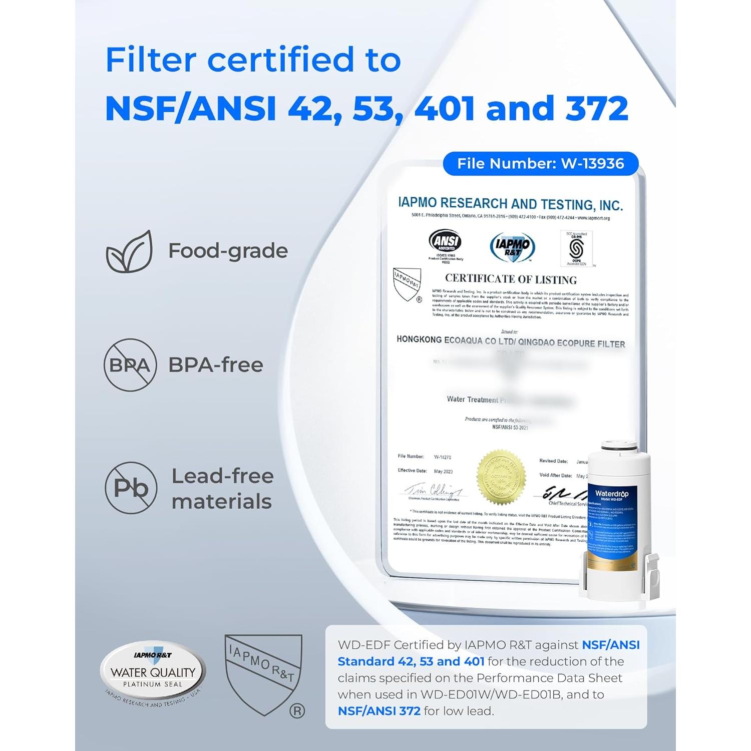 Jarra de Filtro de Agua Eléctrica Waterdrop 15 Tazas Rosa