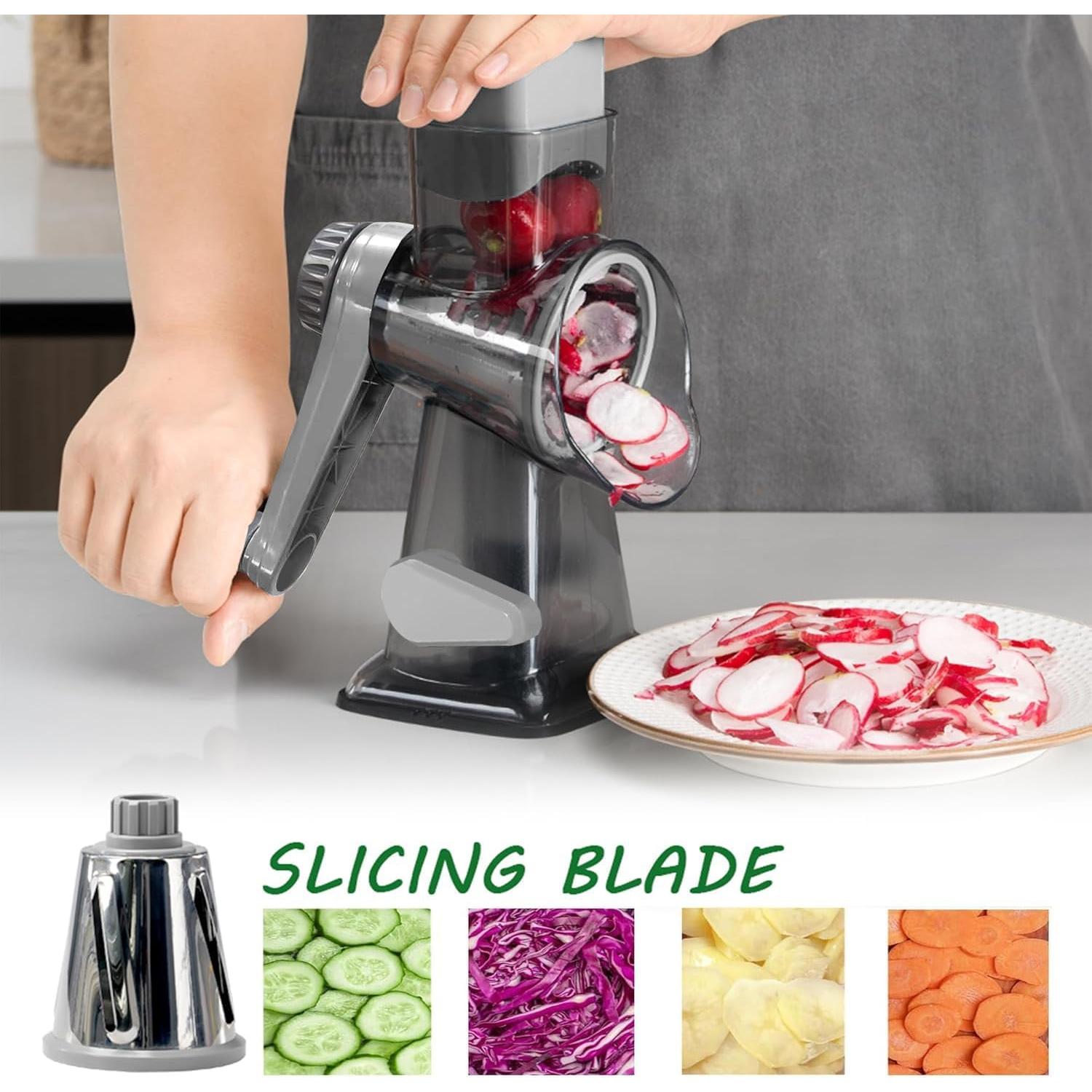 Rallador de Queso Rotativo Dachenus con Base de Succión Gris