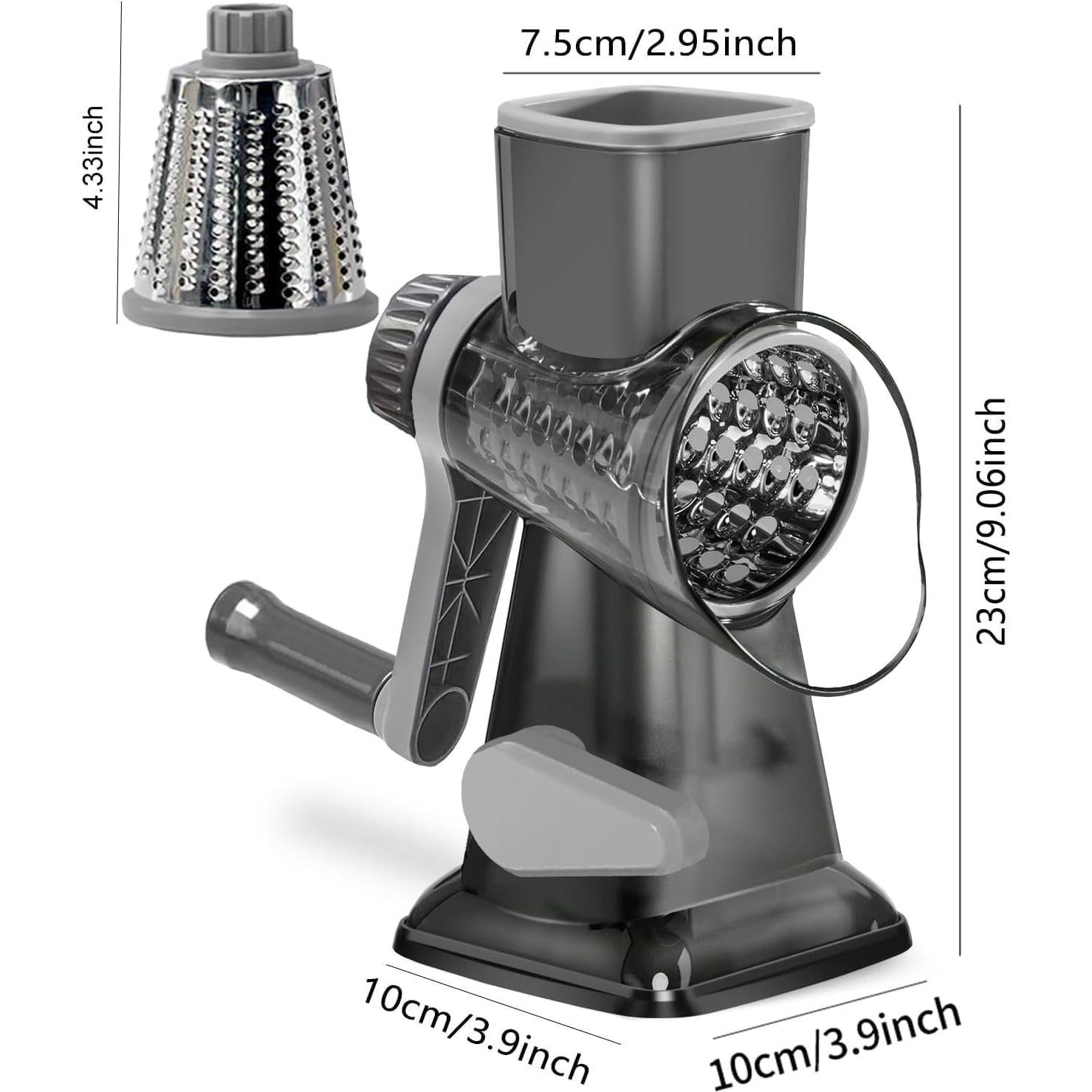 Rallador de Queso Rotativo Dachenus con Base de Succión Gris