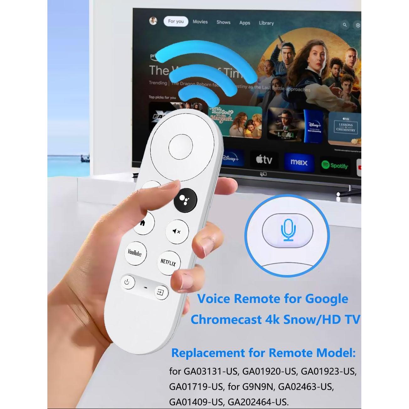 Control Remoto de Voz AieSHOP para Google Chromecast 4K Nieve