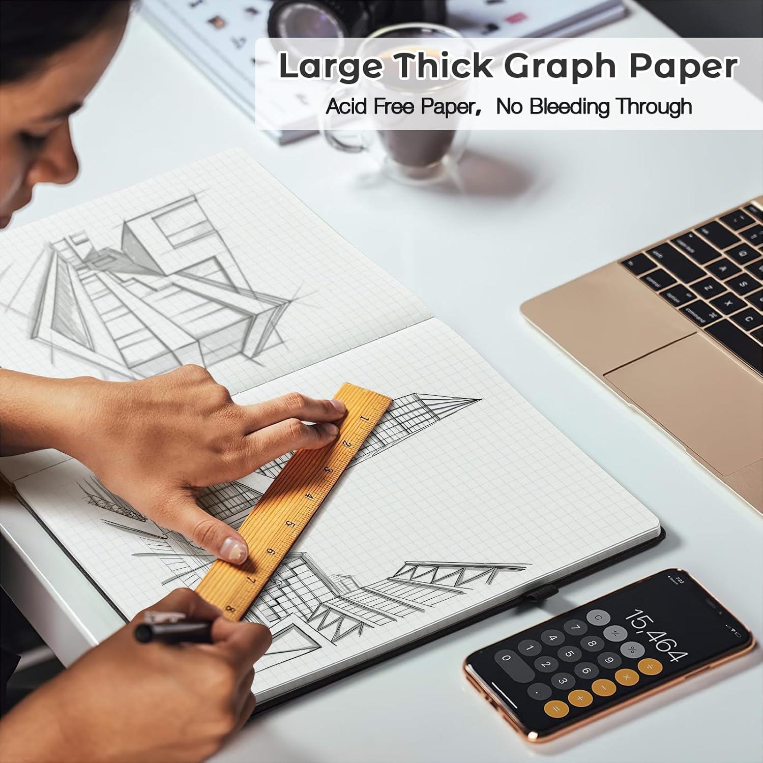 Cuaderno A4 Cuadriculado MALEDEN Tapa Dura Negro 192 Páginas