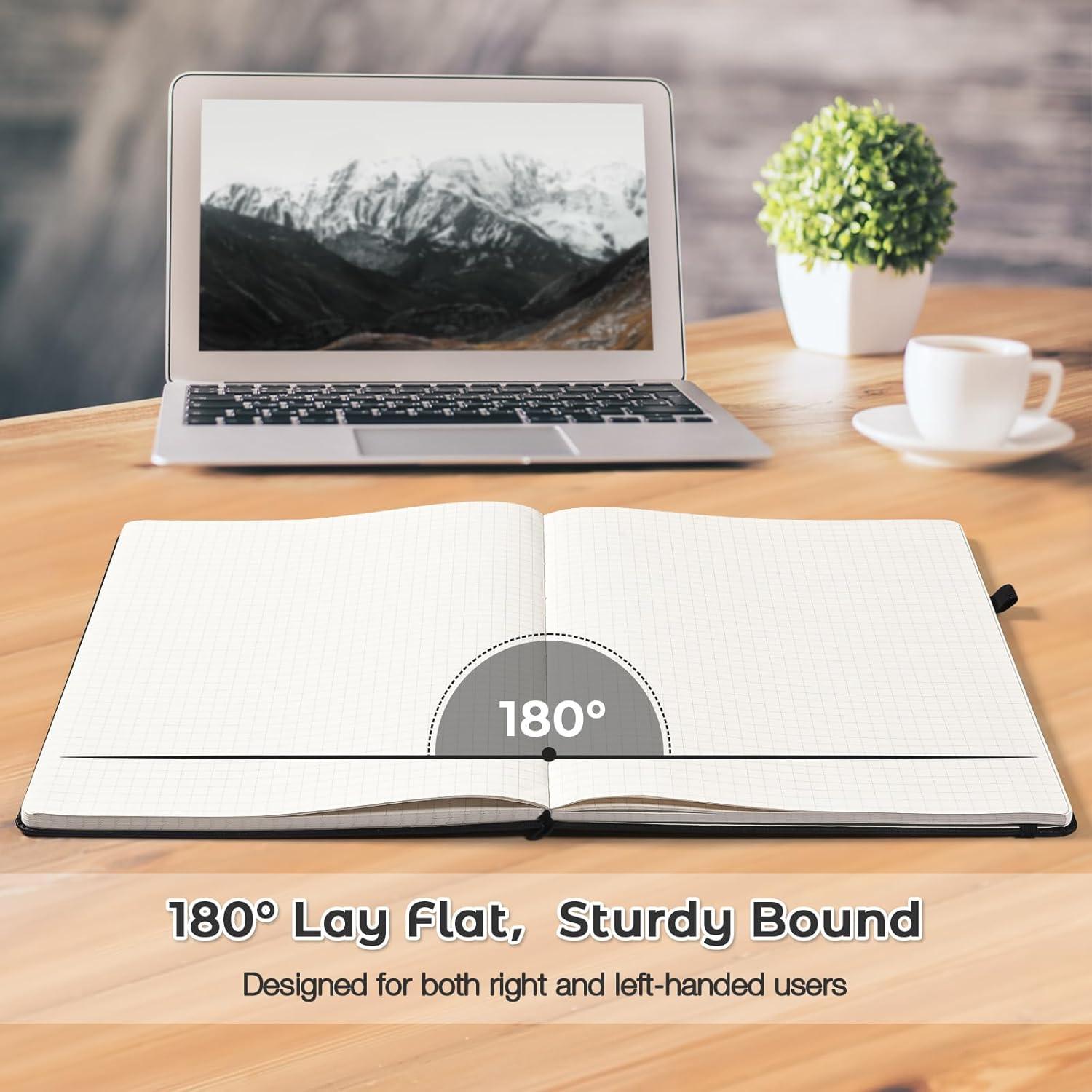 Cuaderno A4 Cuadriculado MALEDEN Tapa Dura Negro 192 Páginas