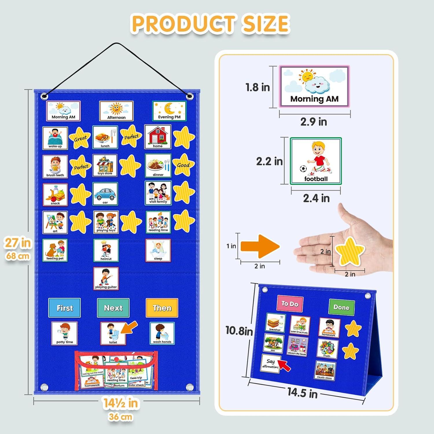 Tablero Visual para Niños ALSLEA 68.6x36.8cm con 124 Tarjetas