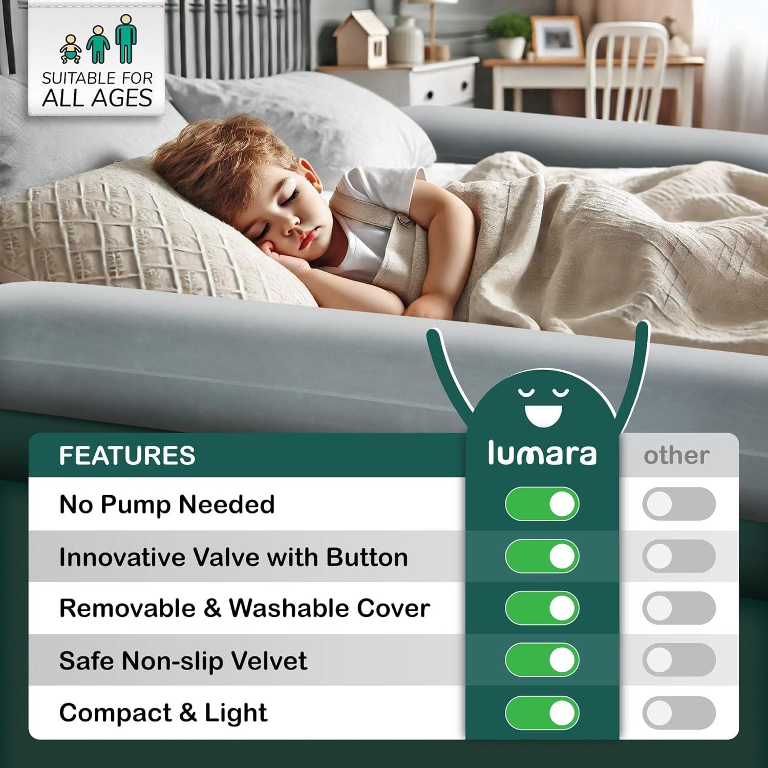 Barandilla Inflable LUMARA para Camas de Niños - Bumper 130 cm