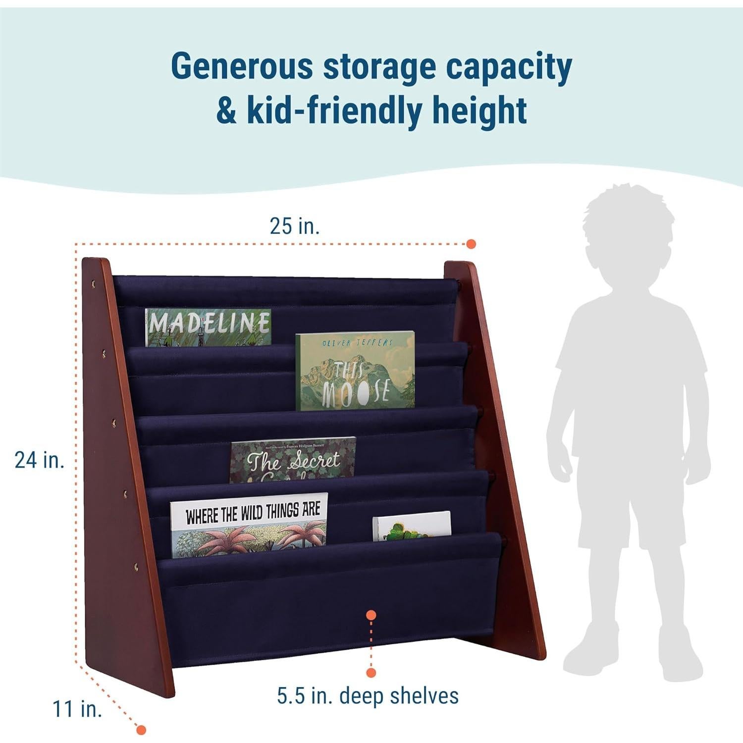 Estante de Libros Sling Wildkin Cereza con Azul 4 Estantes