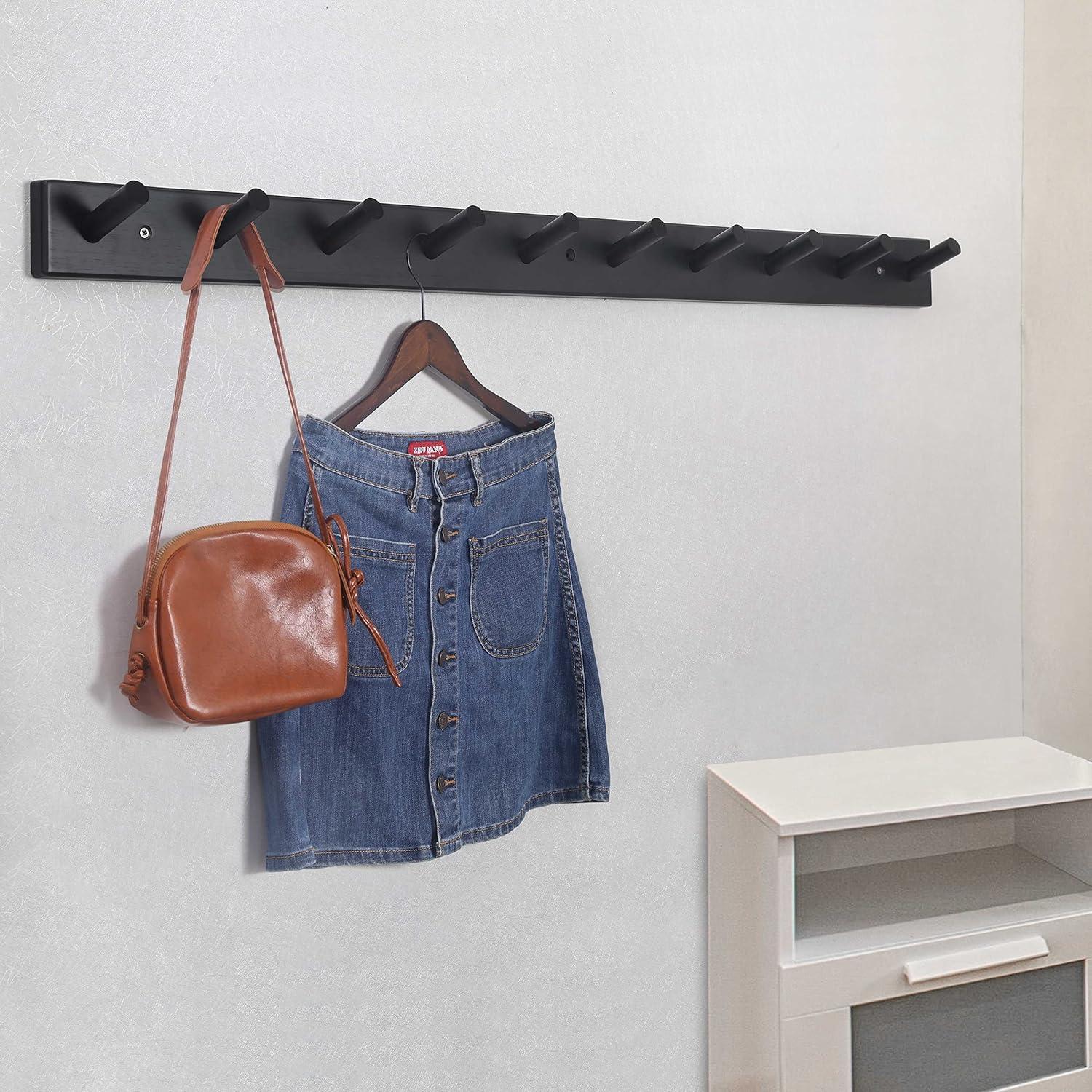 Perchero de Madera SKOLOO Negro 10 Ganchos 98.87 cm Montado en Pared