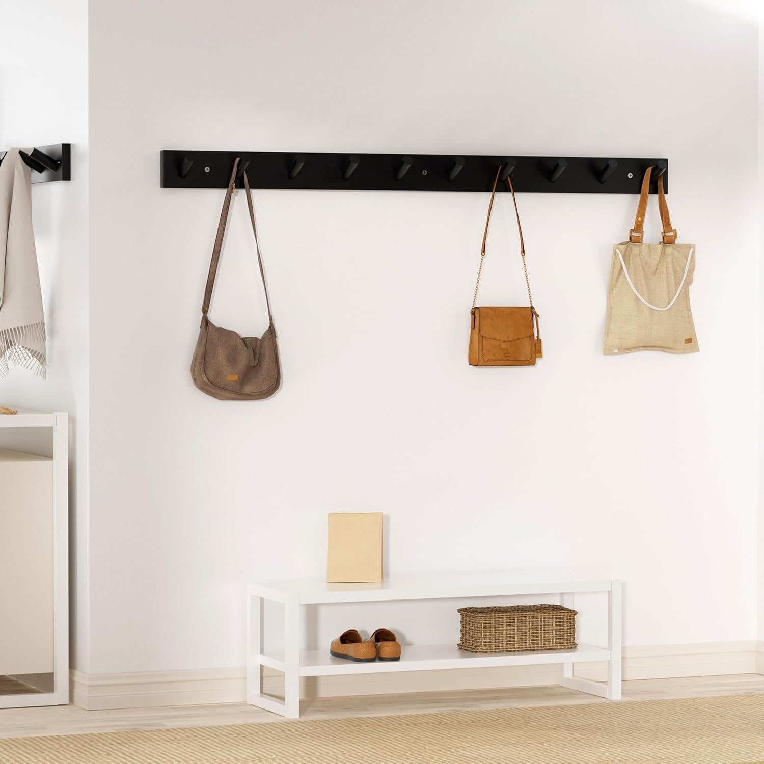 Perchero de Madera SKOLOO Negro 10 Ganchos 98.87 cm Montado en Pared