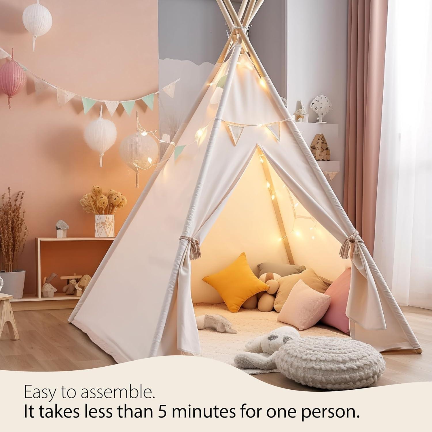 Tienda Teepee Infantil Atlasonix 2.54m Beige - Juego Interior