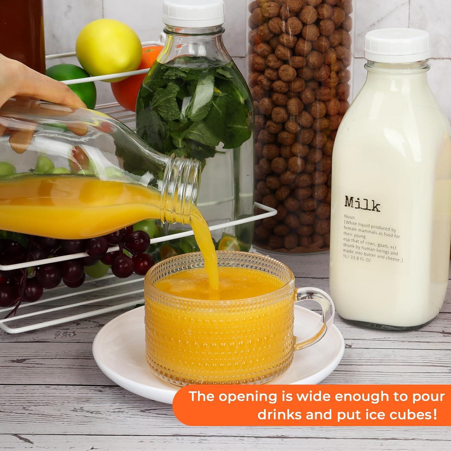 Botellas de Leche de Vidrio DHSBTLS 1L 4 Pcs Reutilizables