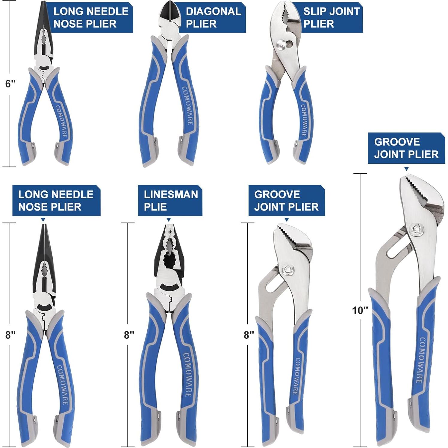Juego de Alicates COMOWARE 7 Piezas con Bolsa Rodante