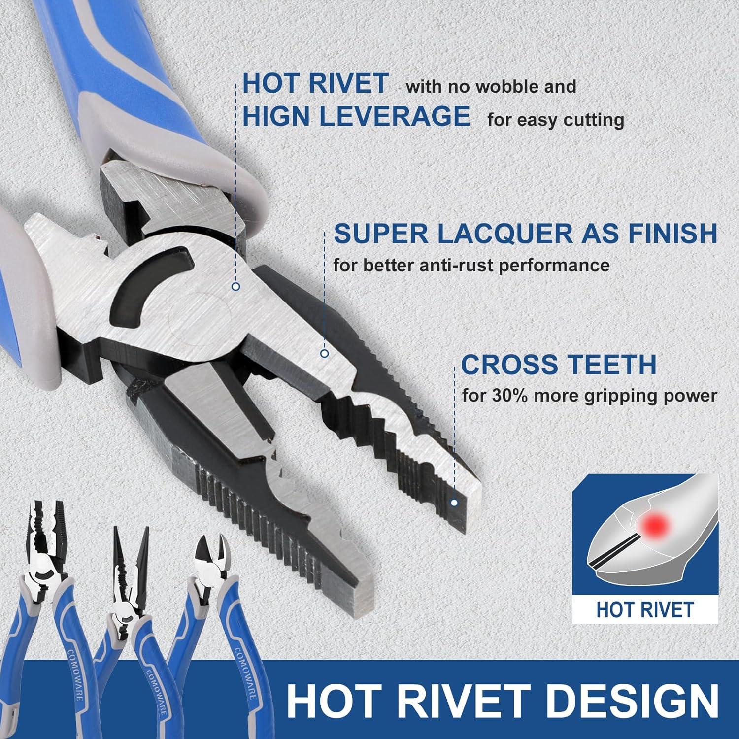 Juego de Alicates COMOWARE 7 Piezas con Bolsa Rodante