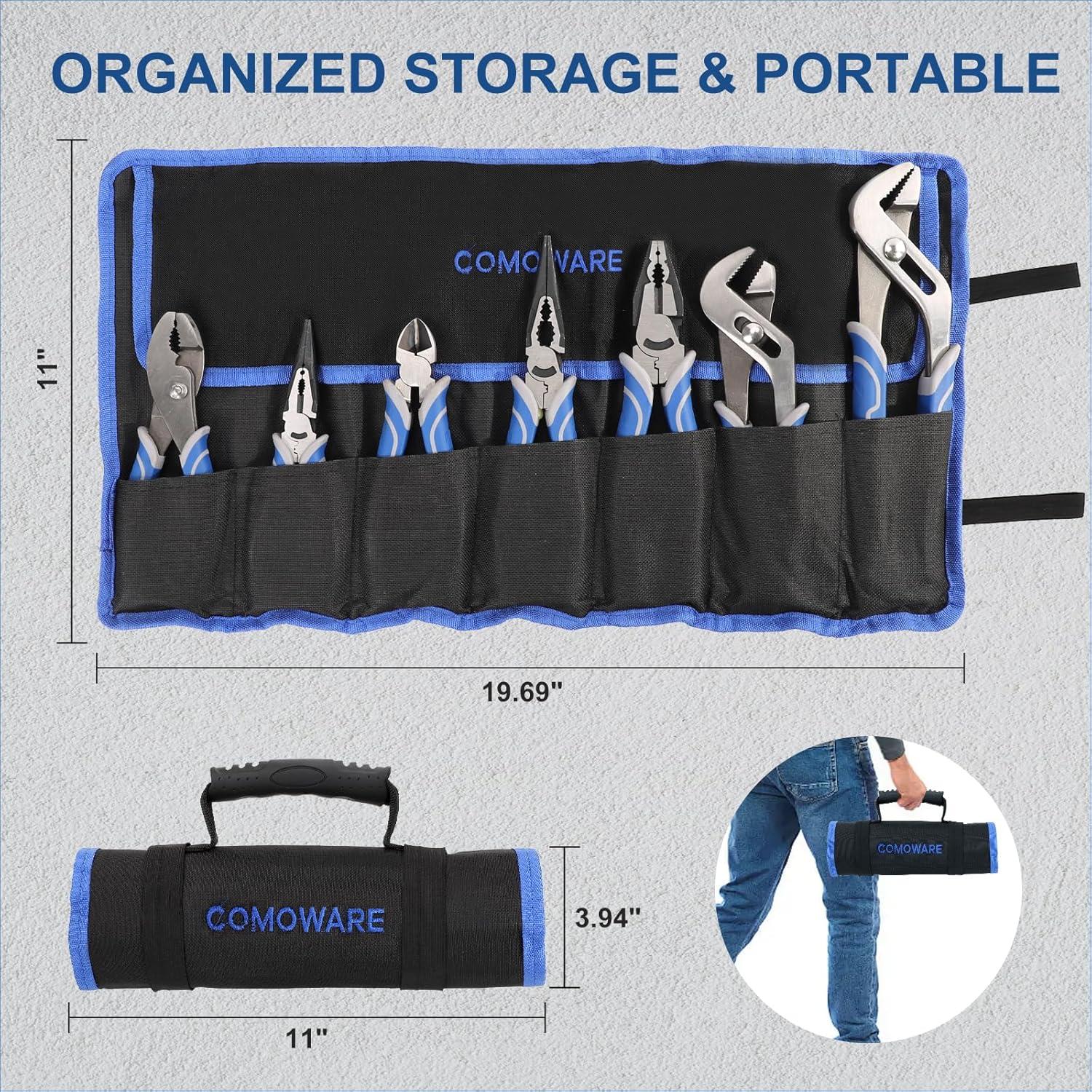 Juego de Alicates COMOWARE 7 Piezas con Bolsa Rodante