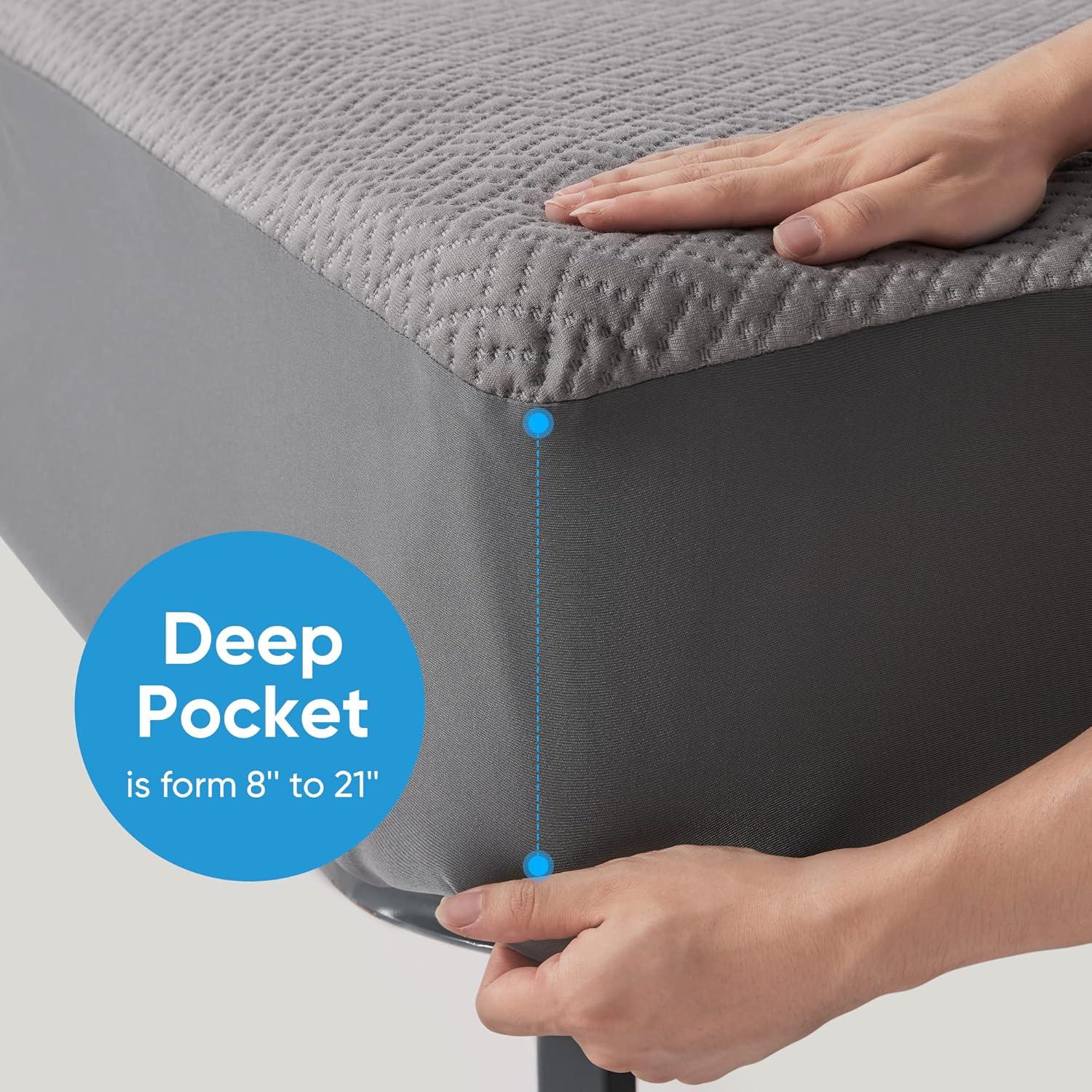 Protector de Colchón Hanherry Individual 100% Impermeable Gris